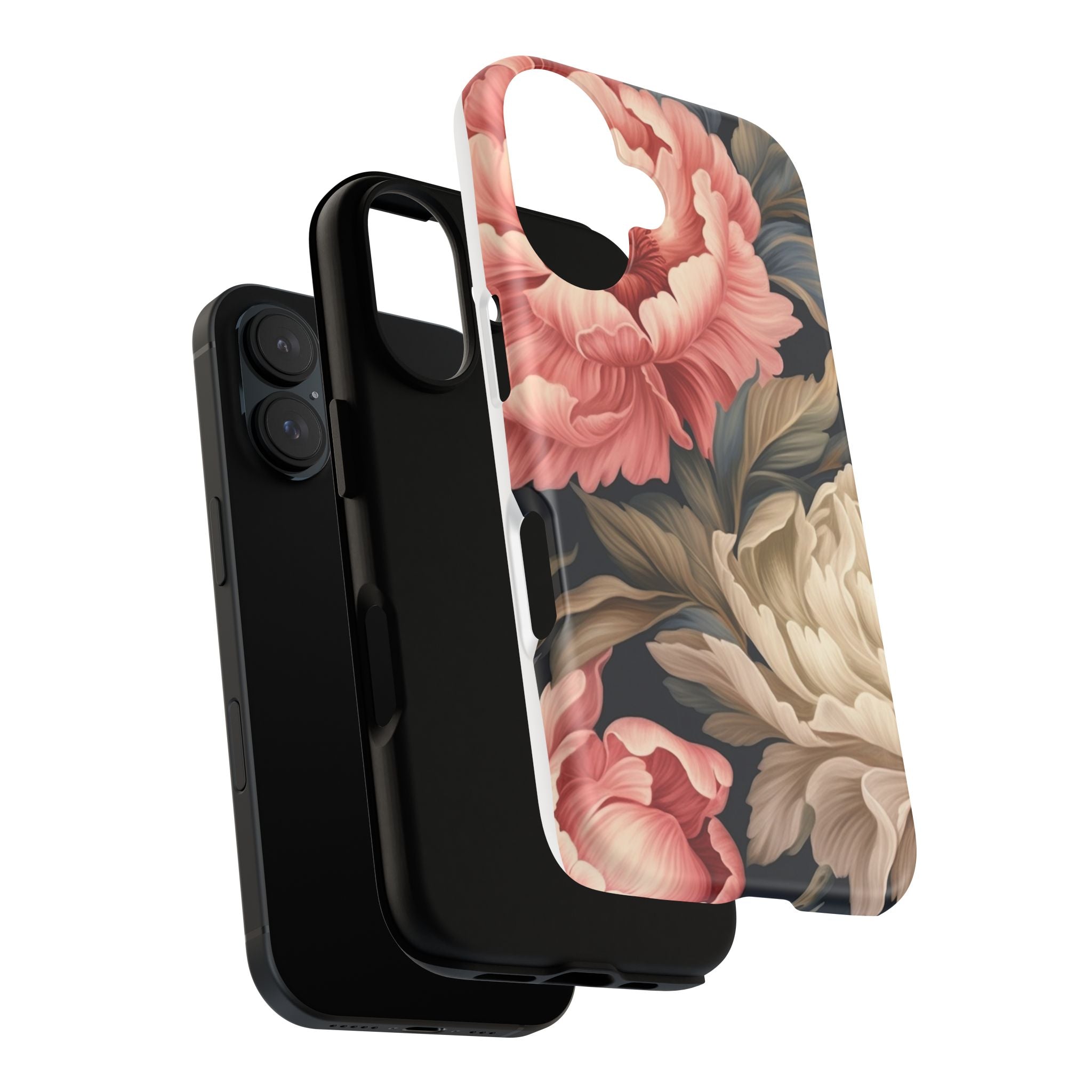 Blush Peony Floral iPhone Case - Hexagon Stone