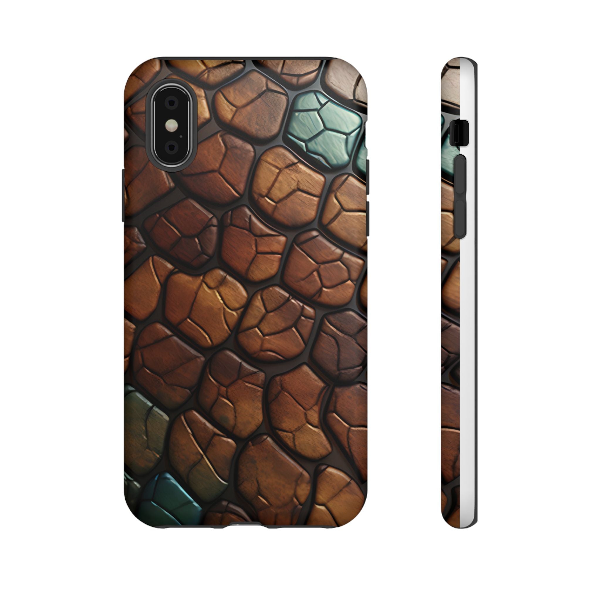 Mosaic Reptile iPhone Case - Teal & Brown