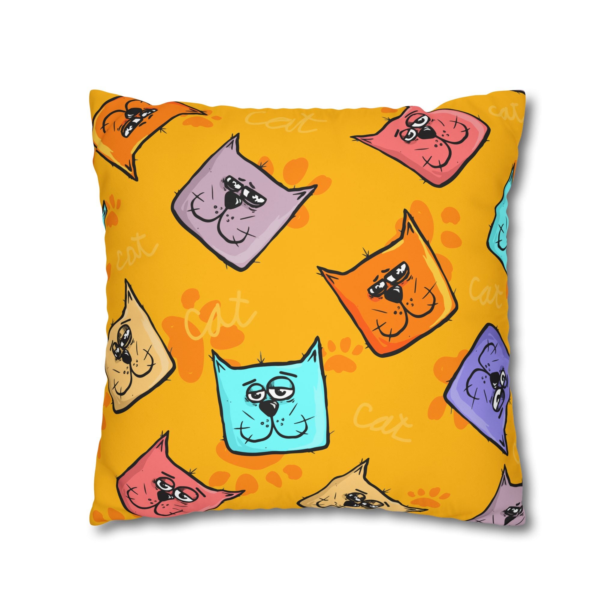 Pastel Cat Pillowcase - Gold Paw Print