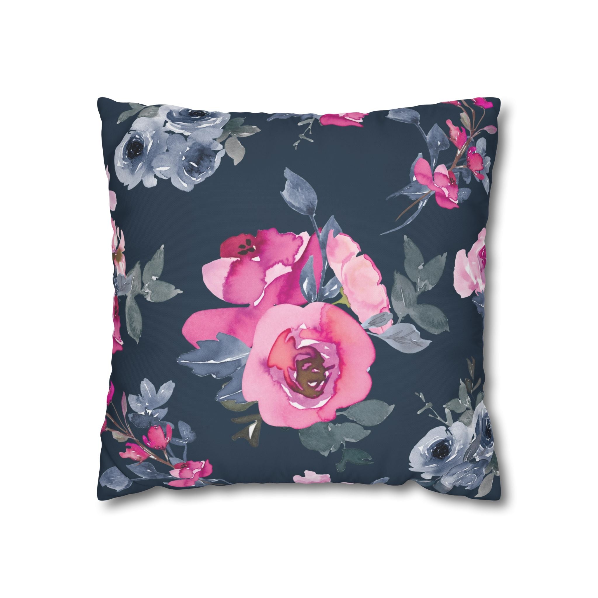 Teal Watercolor Floral Pillowcase