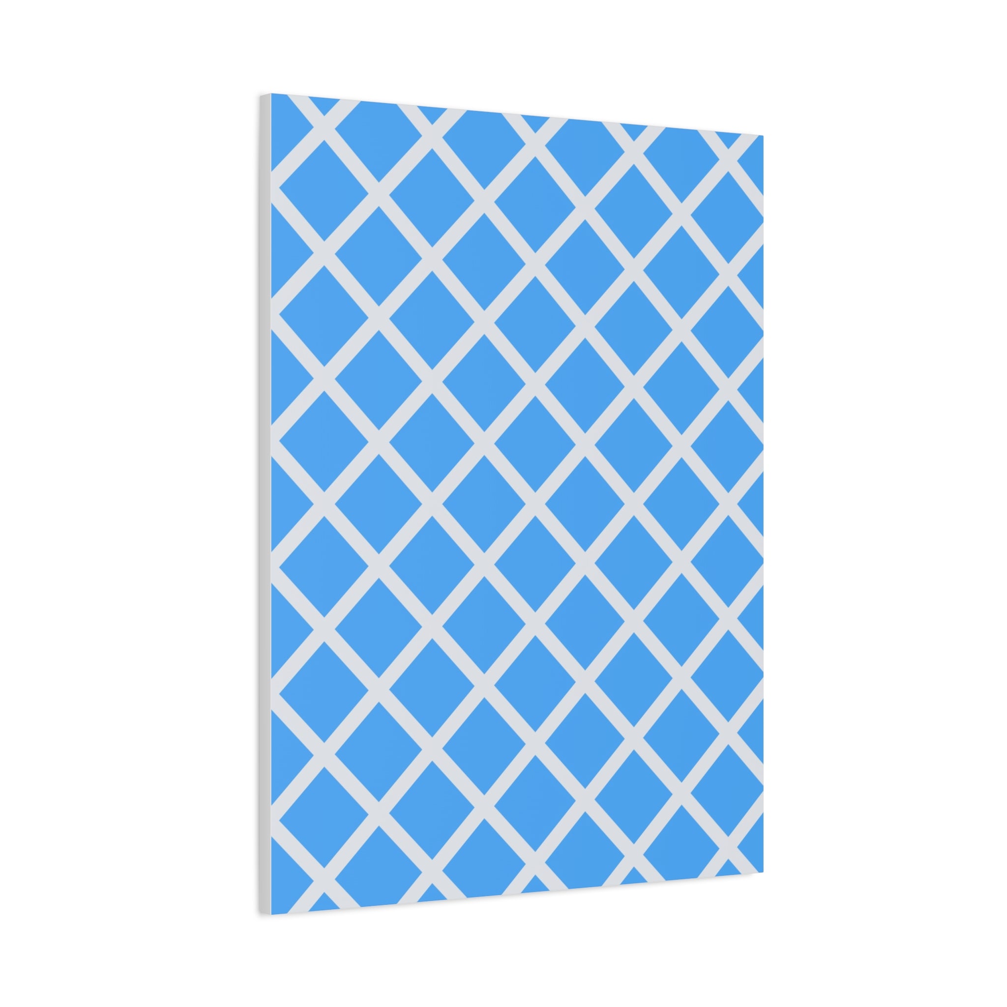 Sky Blue Diamond Grid Matte Canvas Art