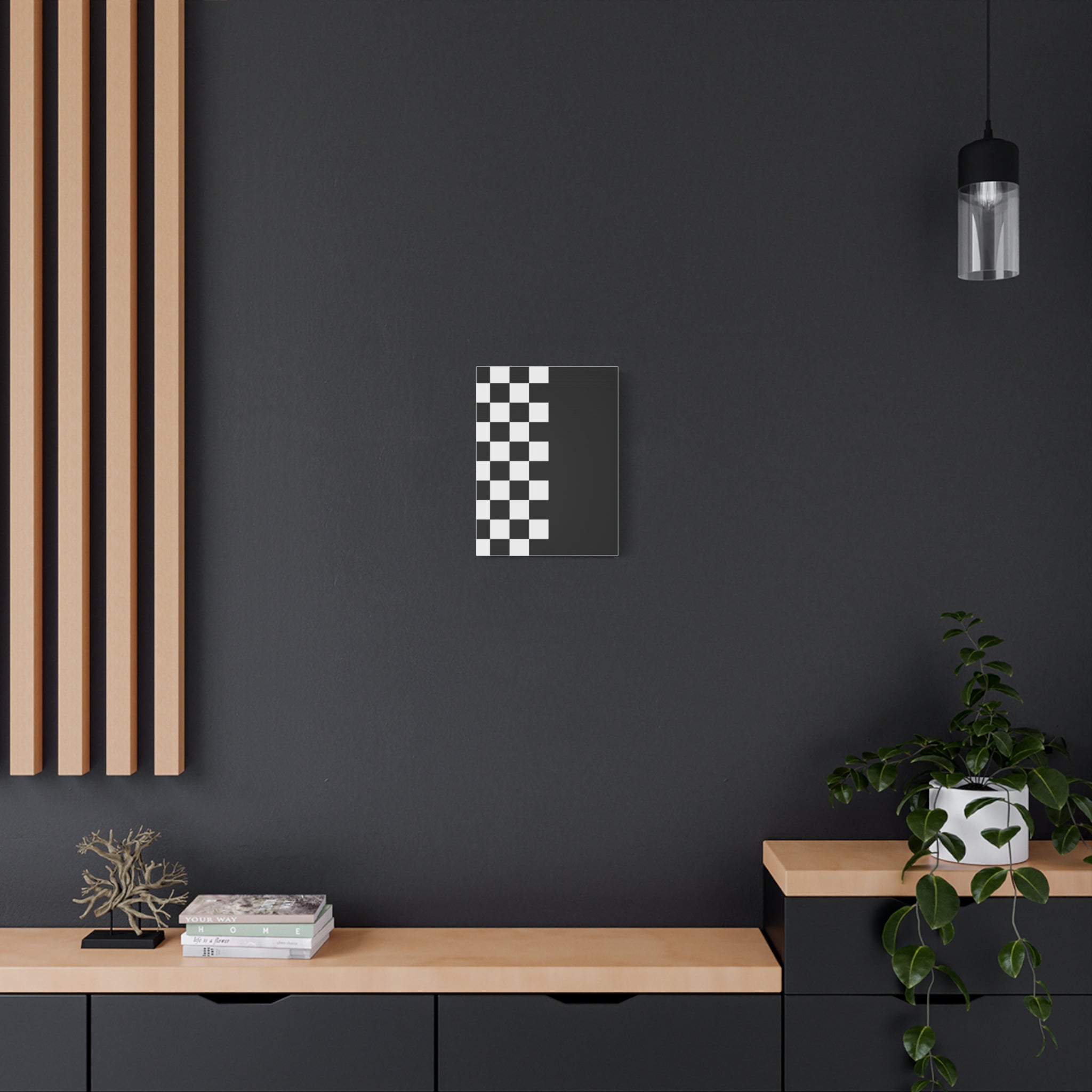 Abstract Black & White Checkered Canvas Art