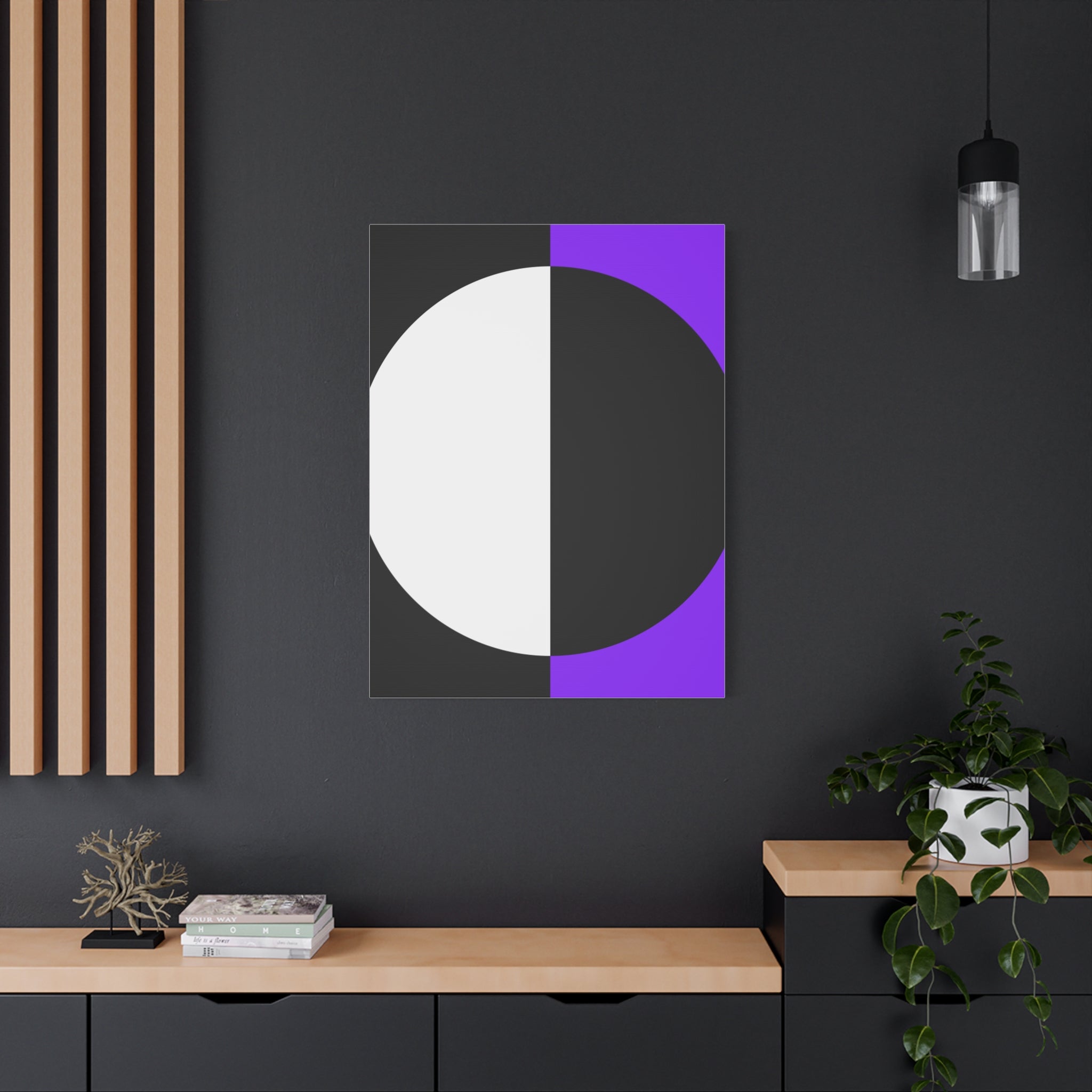 Abstract Purple & Black Circle Canvas Art