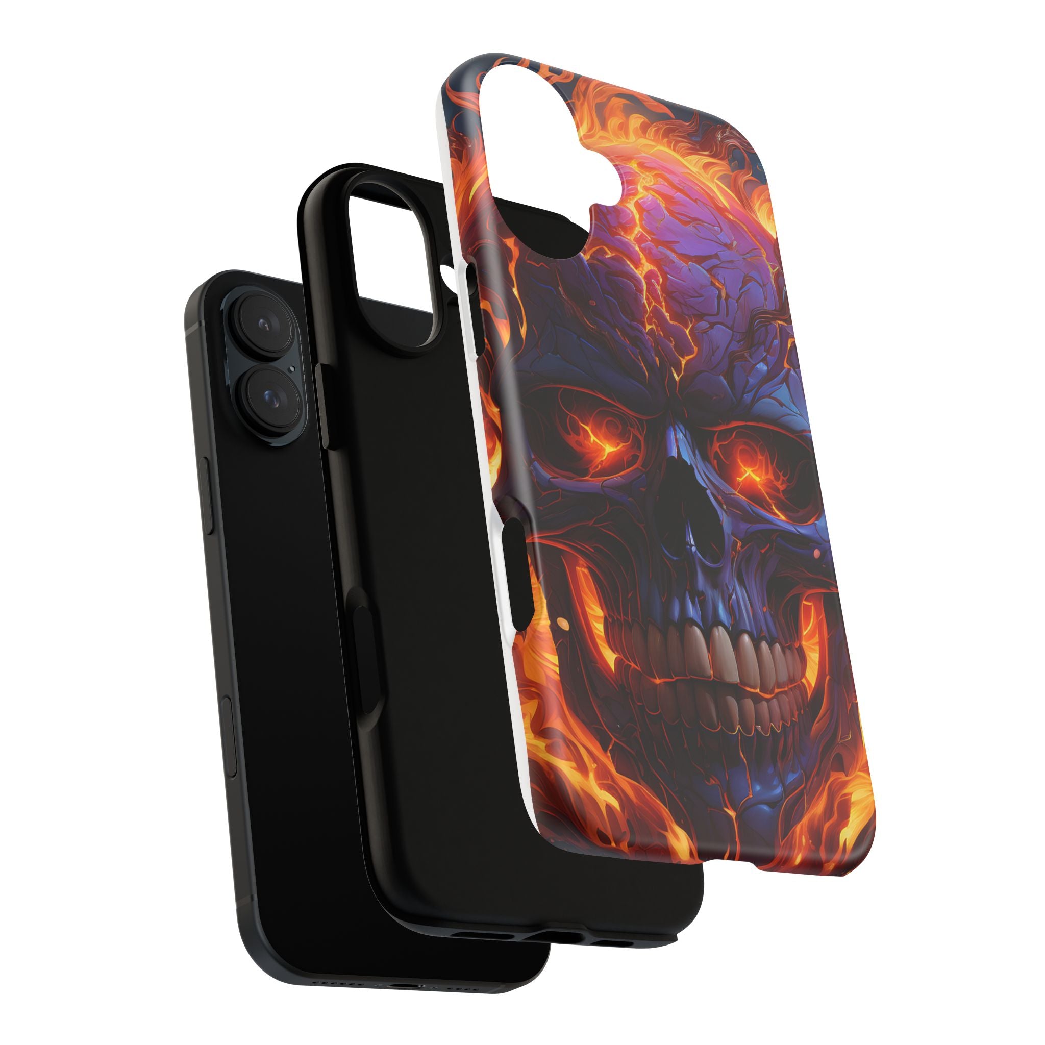 Fiery Skull Hexagon iPhone Case - Rugged Texture