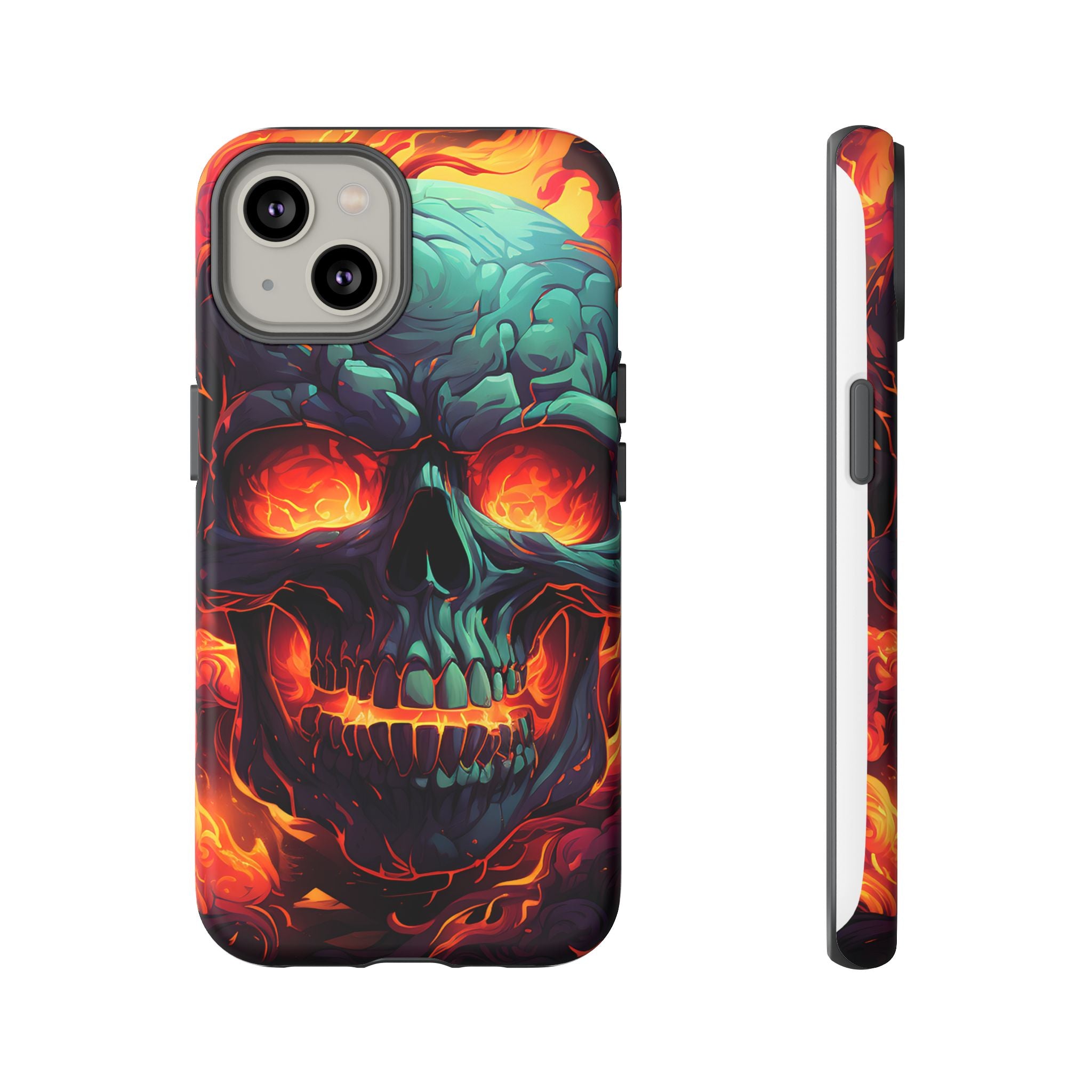 Fiery Skull Hexagon iPhone Case - Rugged