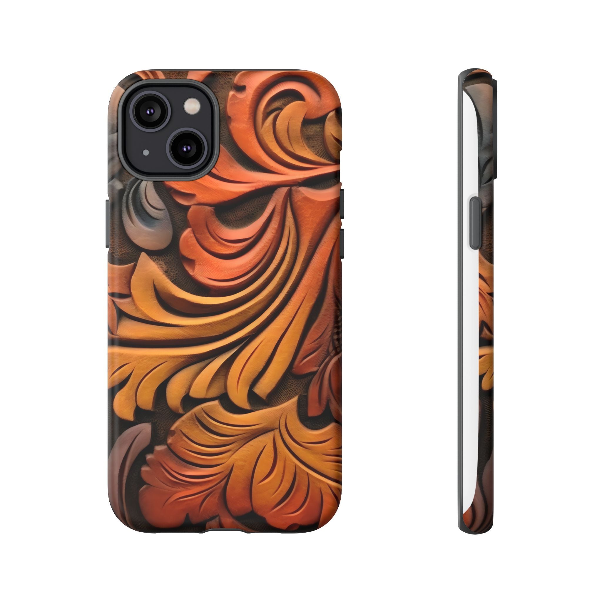 Art Nouveau Leather iPhone Case - Hexagon Stone