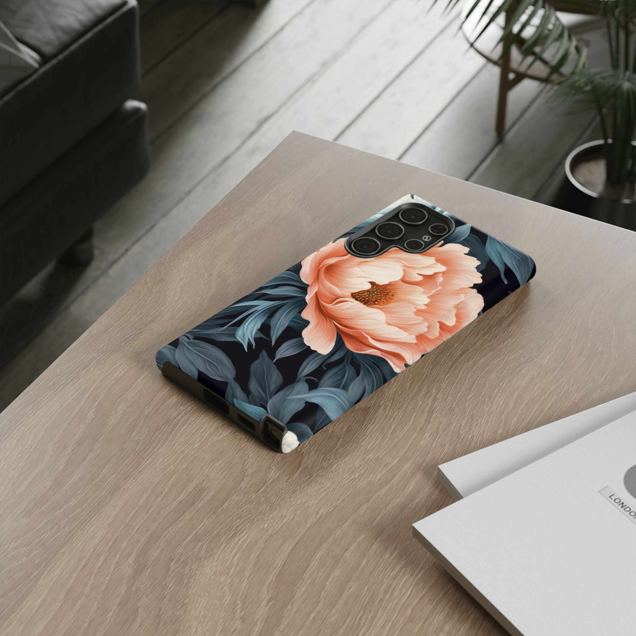 Moody Floral Samsung Case - Peach Peony