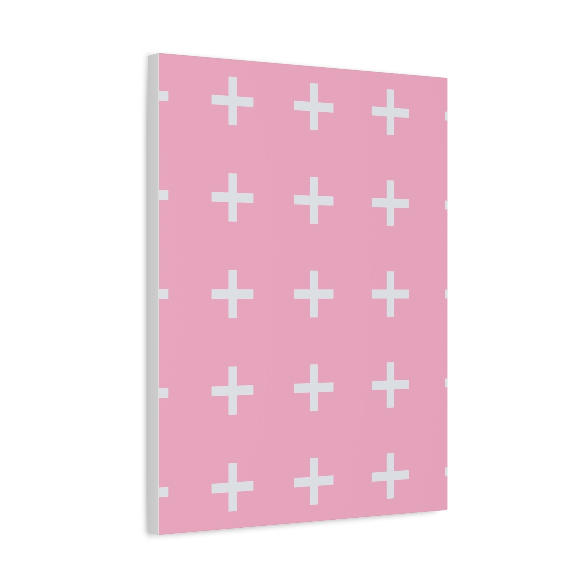 Pink Plus Sign Grid - Matte Canvas Art