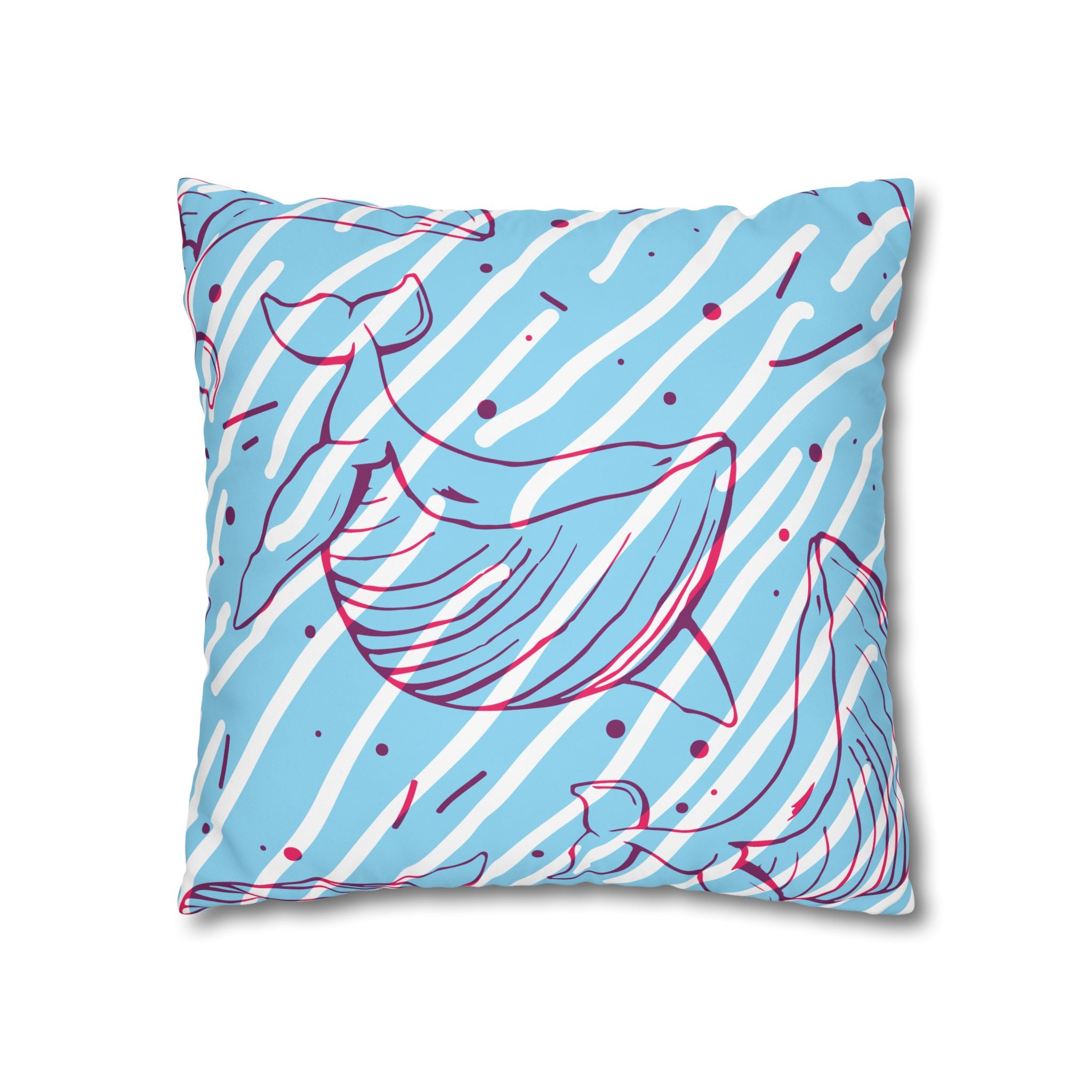 90s Whale Pillowcase - Pastel Blue