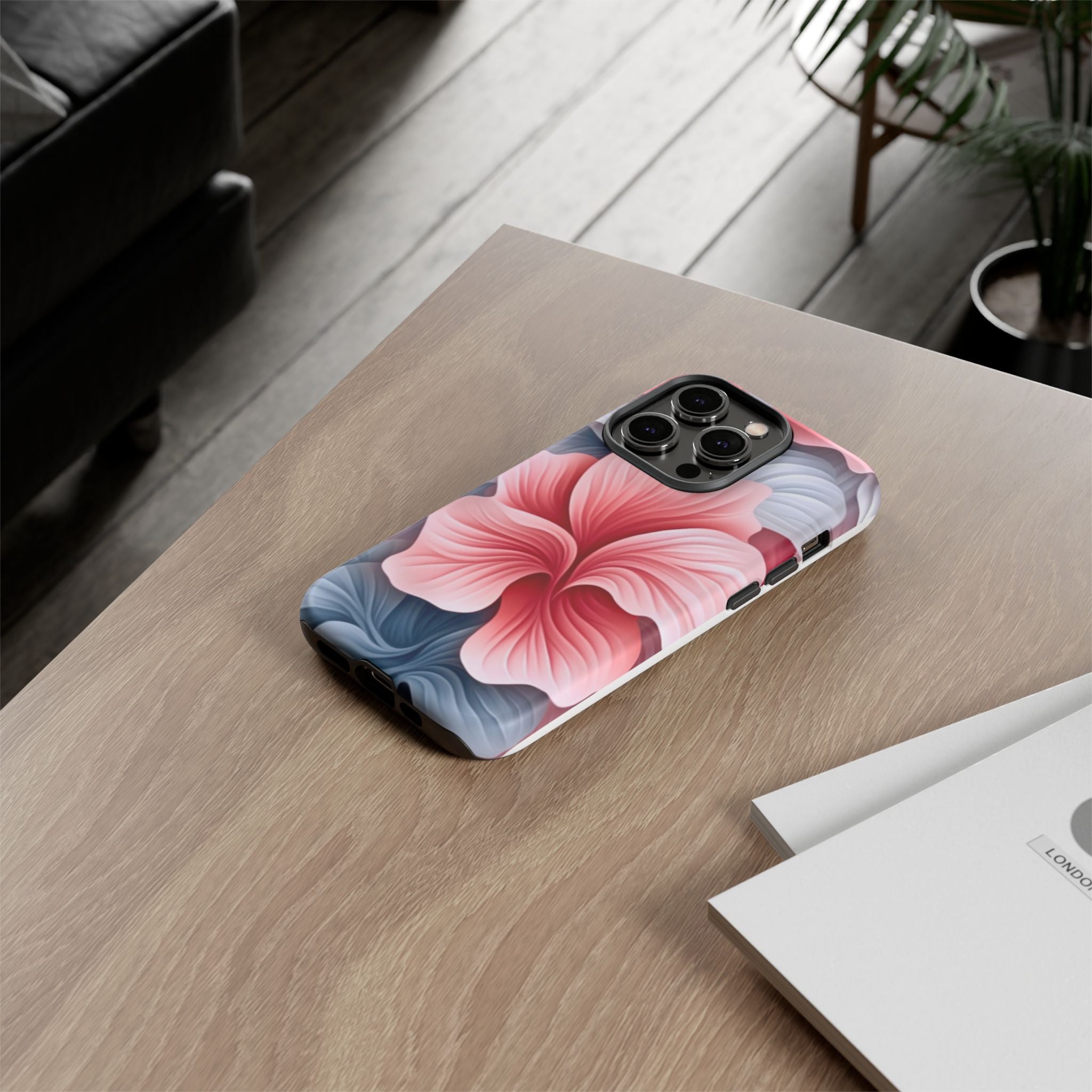 Abstract Floral Pink iPhone Case - Hexagon Stone