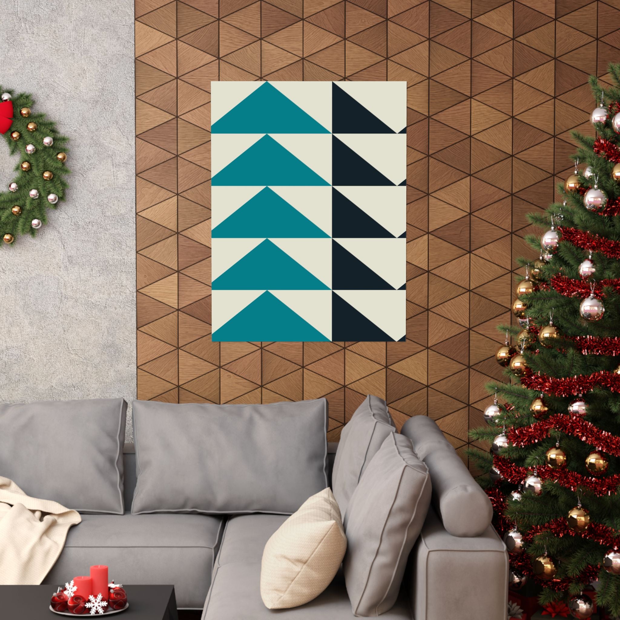 Geometric Teal & Black Triangle Poster