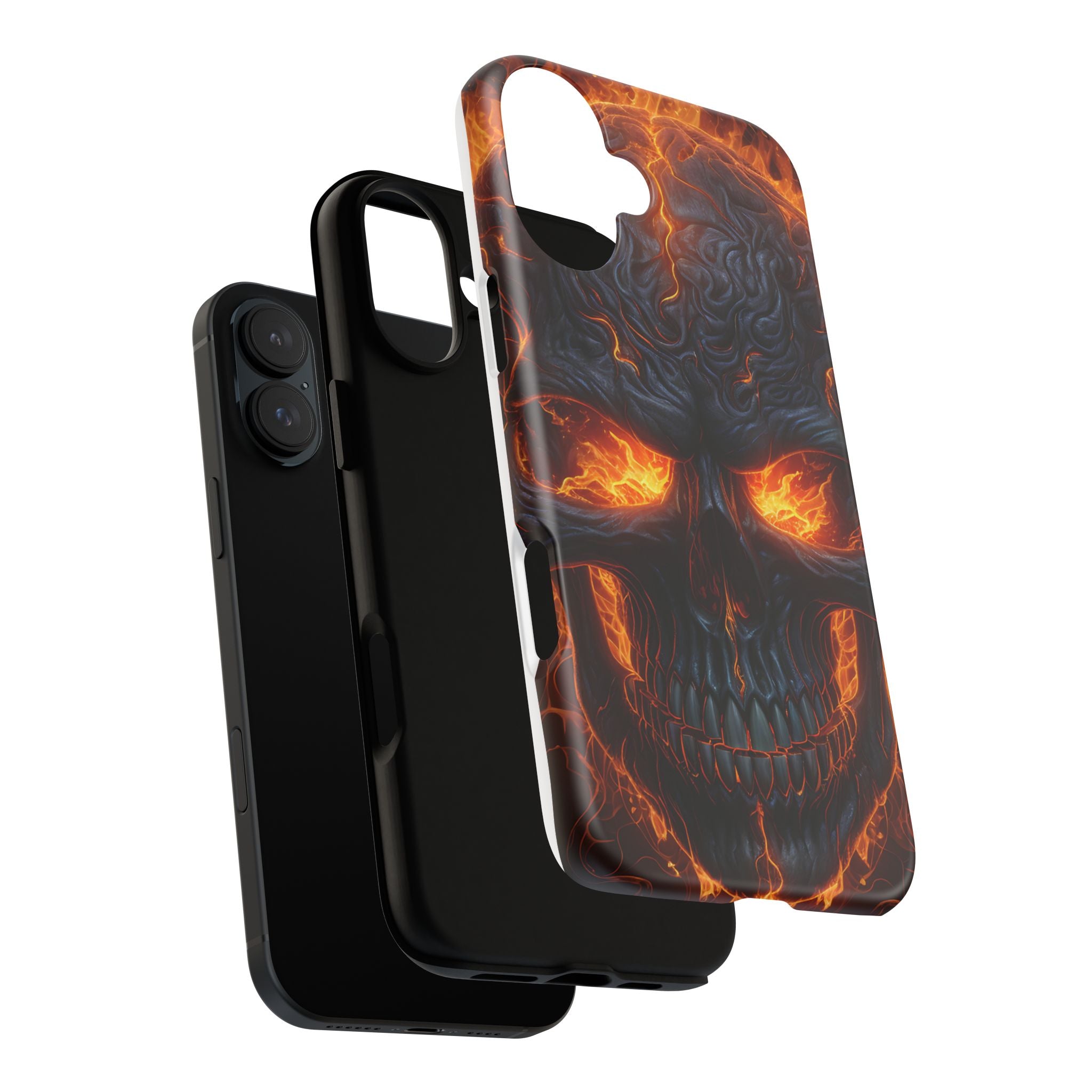 Fiery Skull Hexagon iPhone Case - Rugged Texture