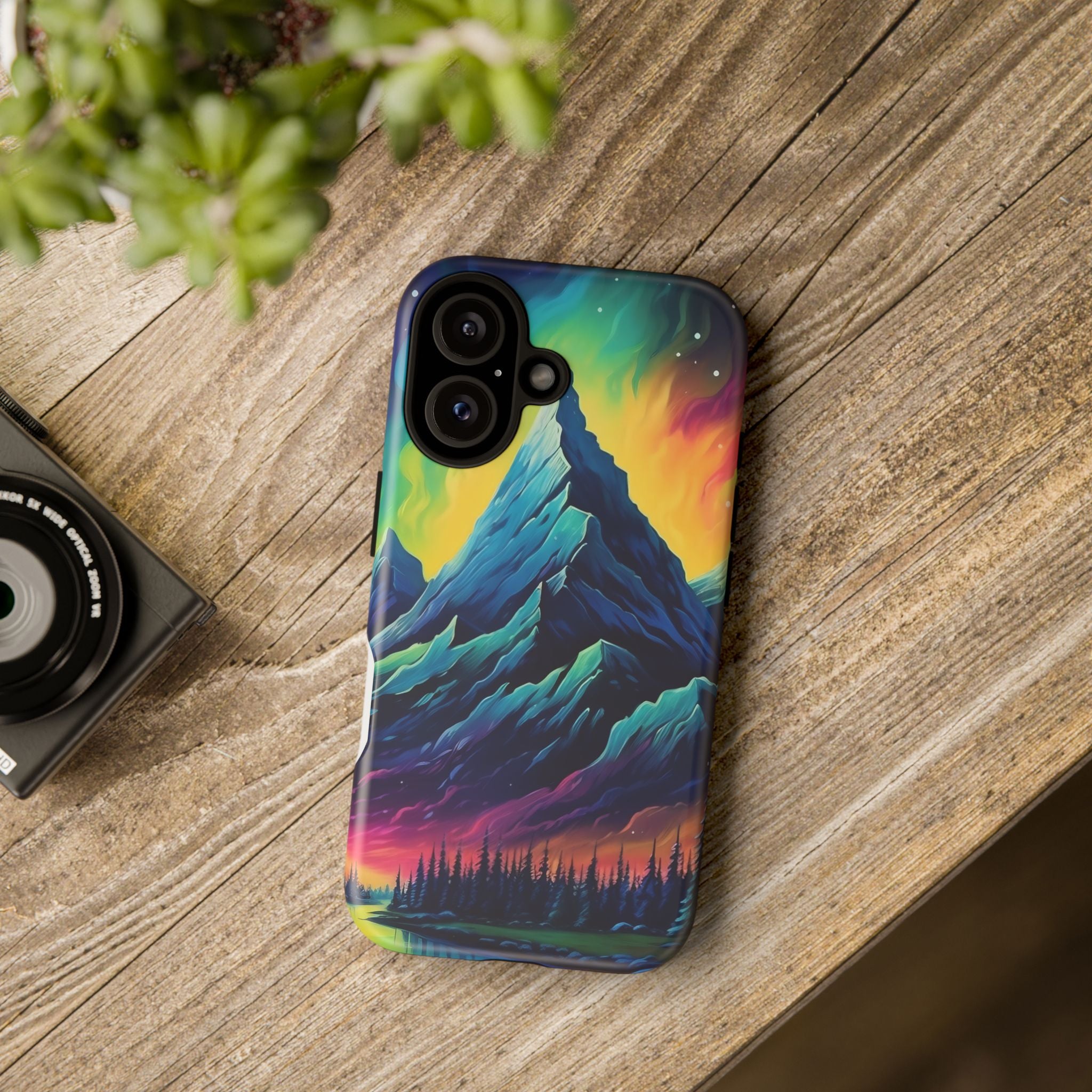 Aurora Mountain Hexagon iPhone Case