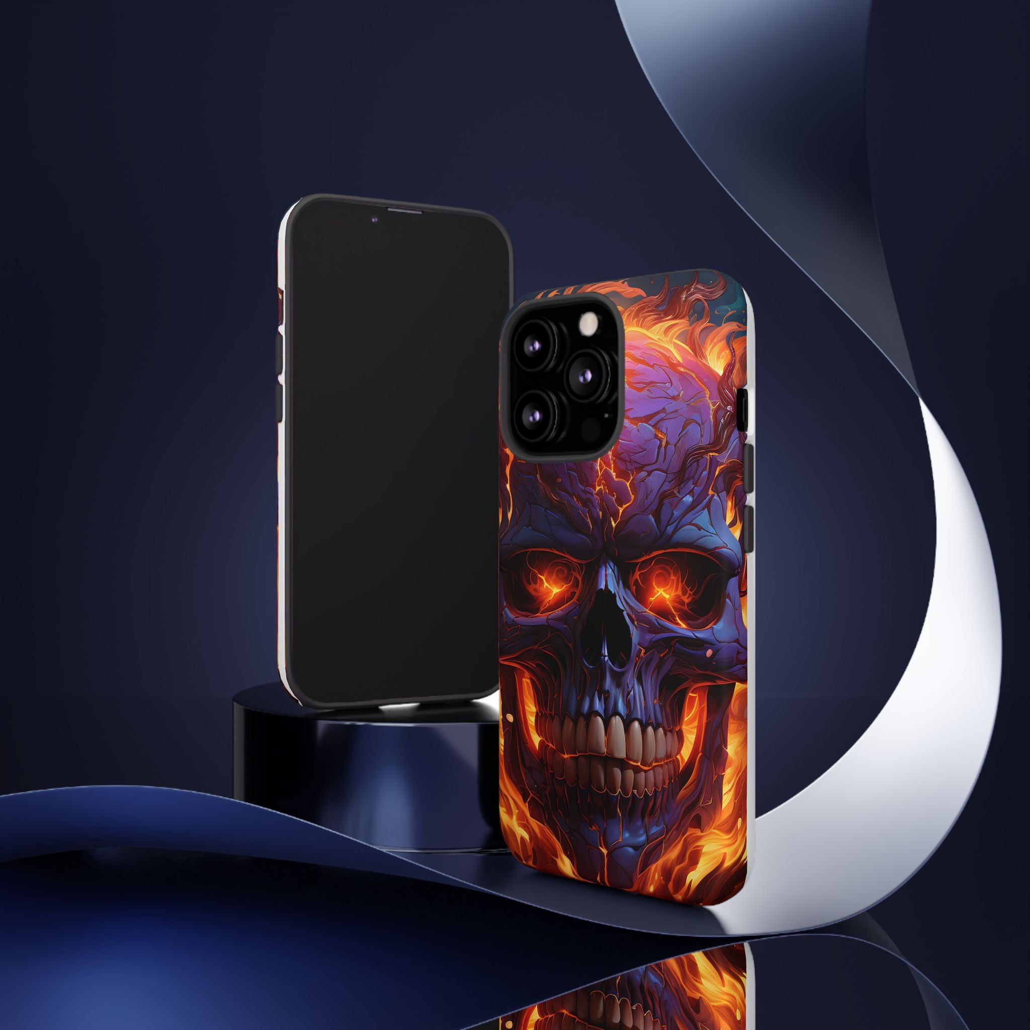 Fiery Skull Hexagon iPhone Case - Rugged Texture