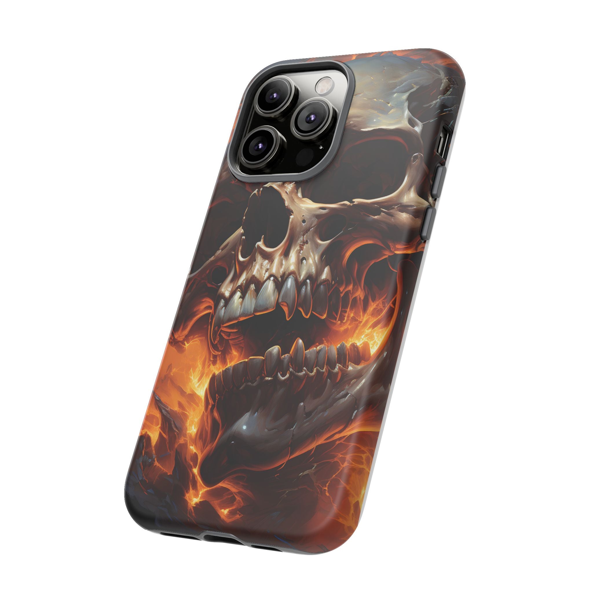 Fiery Skull Hexagon iPhone Case - Rugged