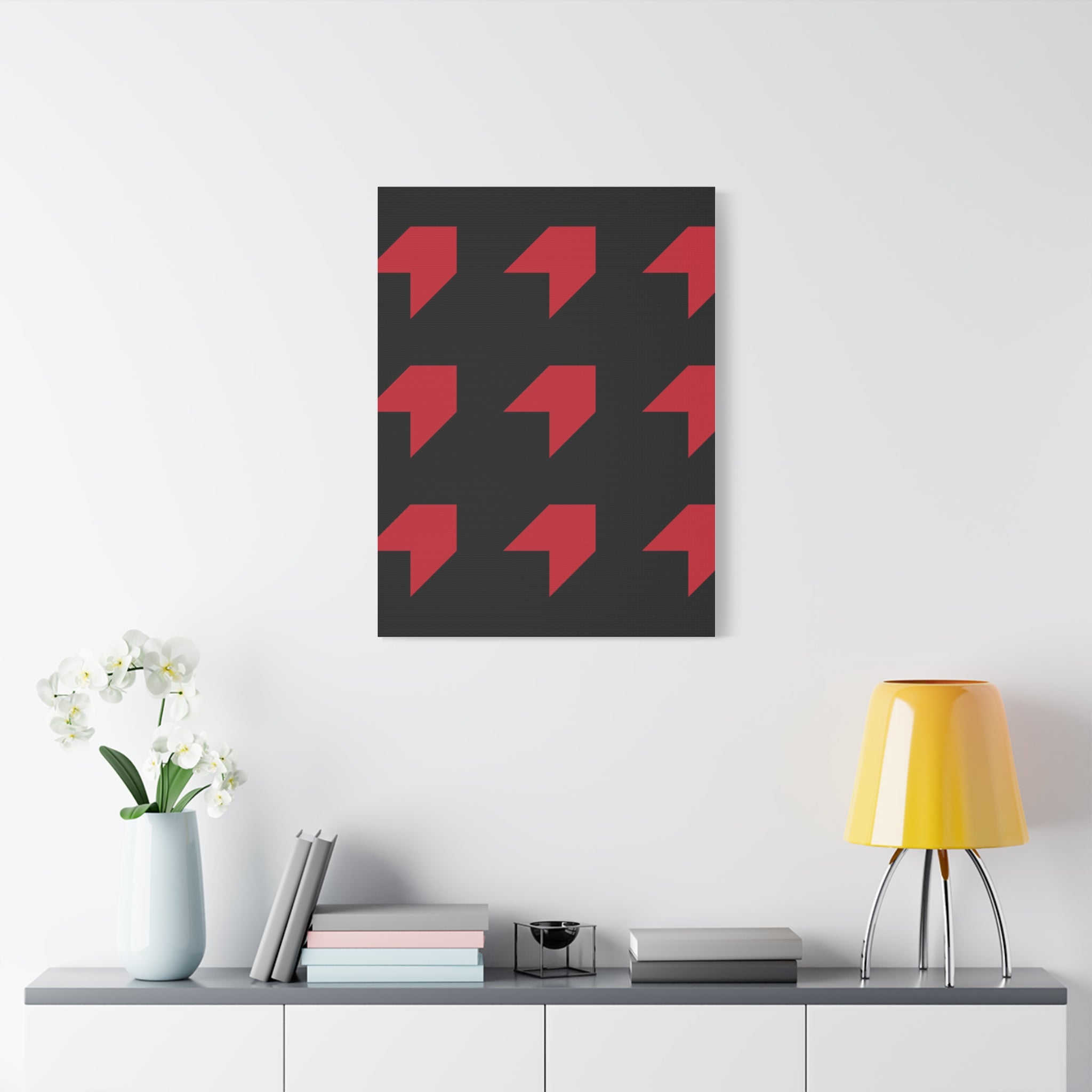 Red Geometric Arrow Canvas Art