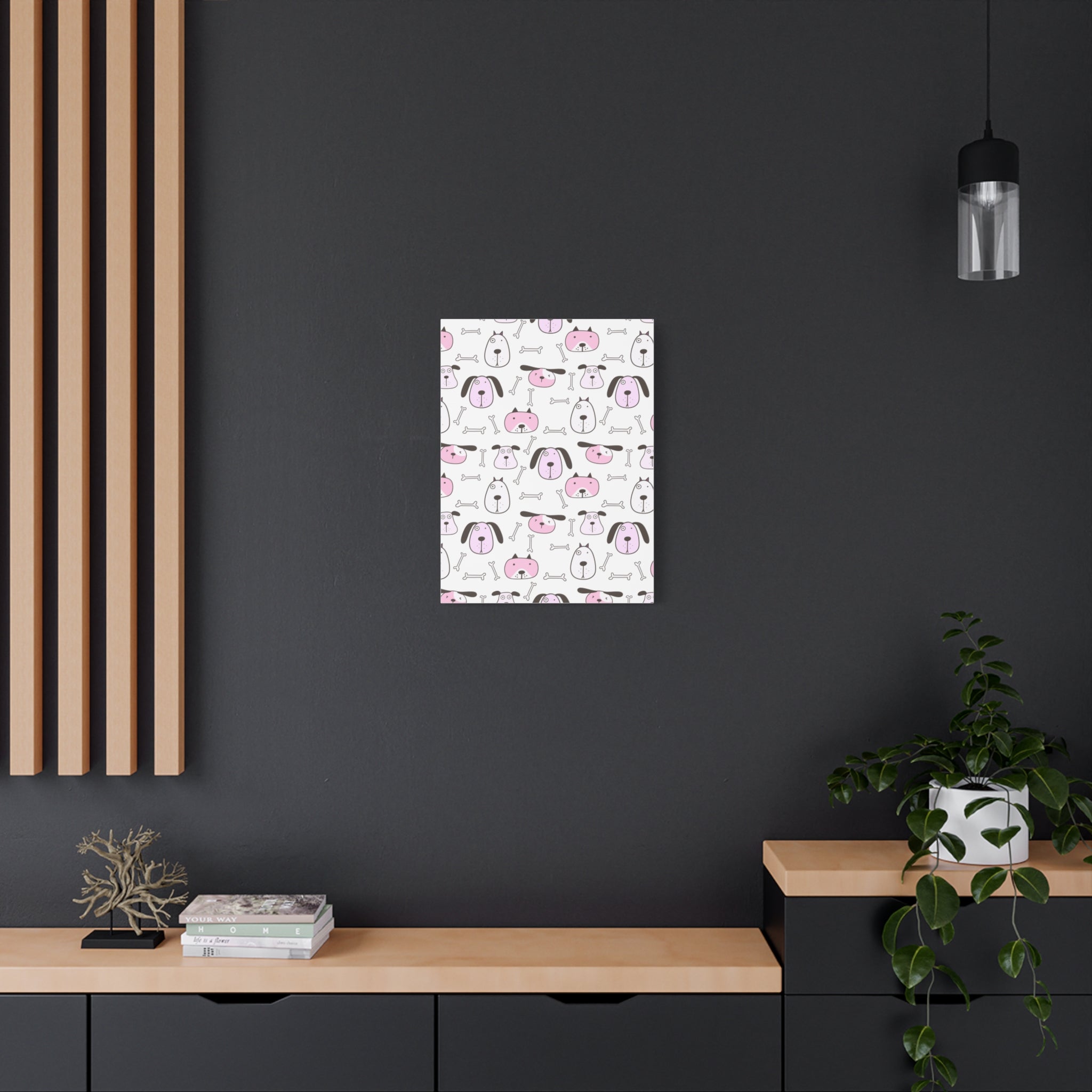 Cute Puppy & Bones Canvas Art Print