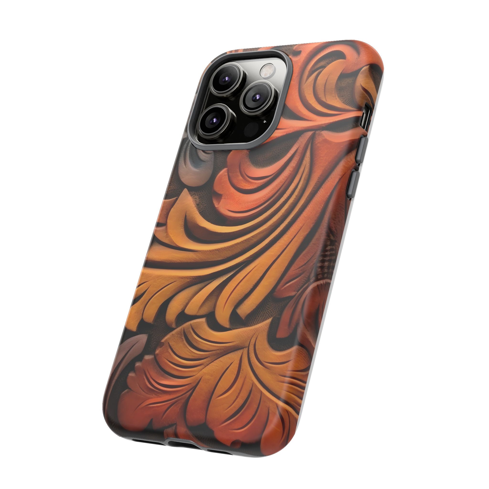 Art Nouveau Leather iPhone Case - Hexagon Stone