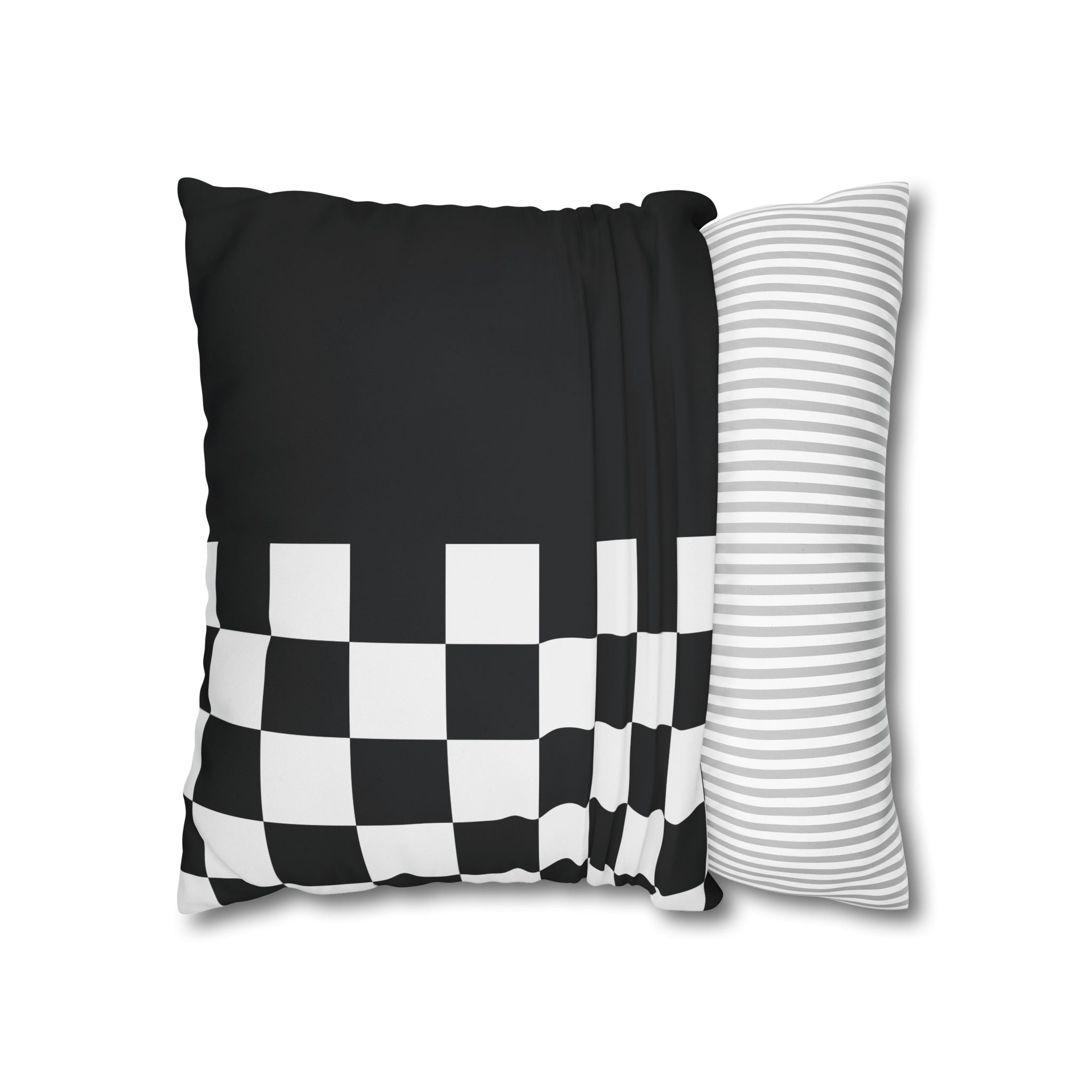 Abstract Checkered Pillowcase - Black & White