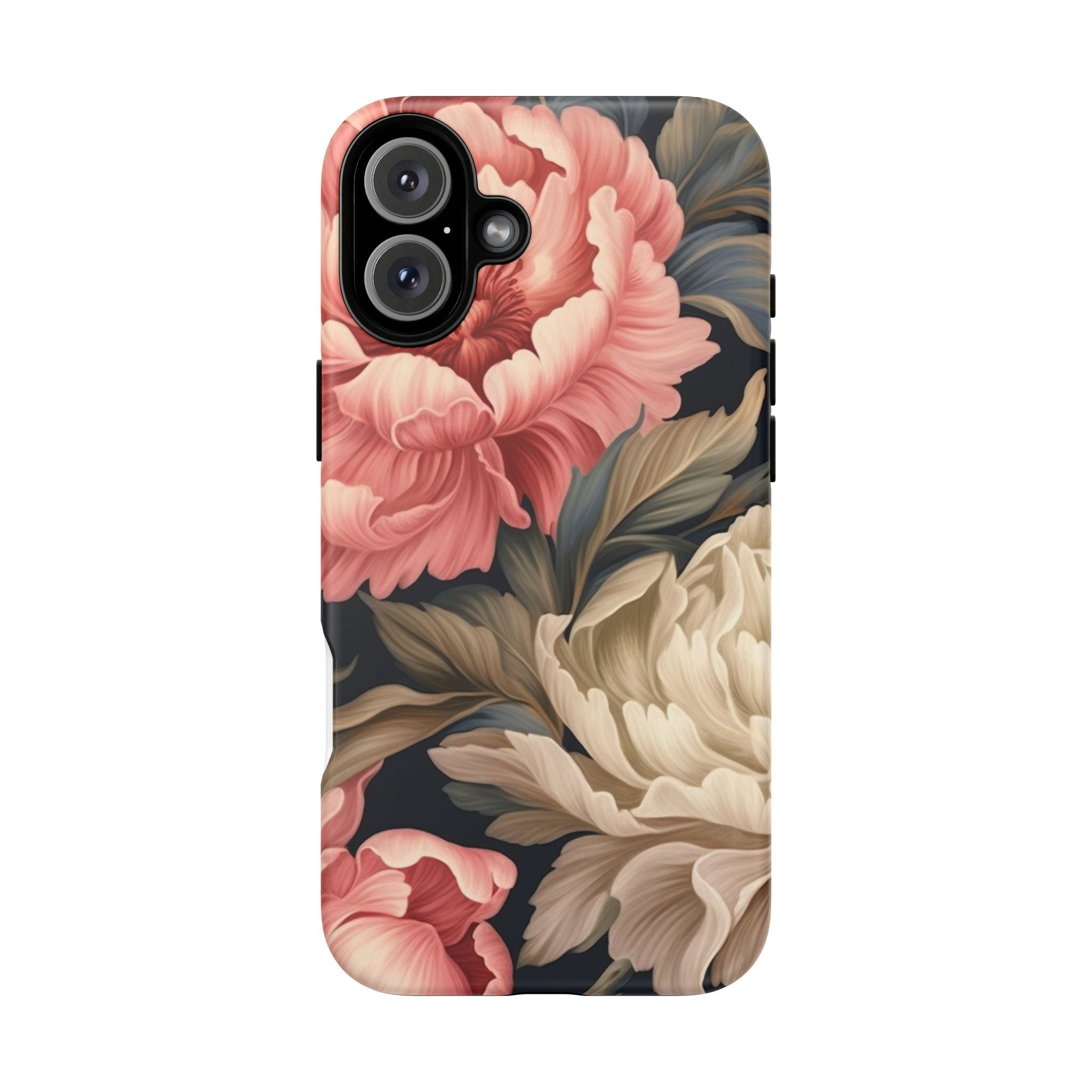 Blush Peony Floral iPhone Case - Hexagon Stone