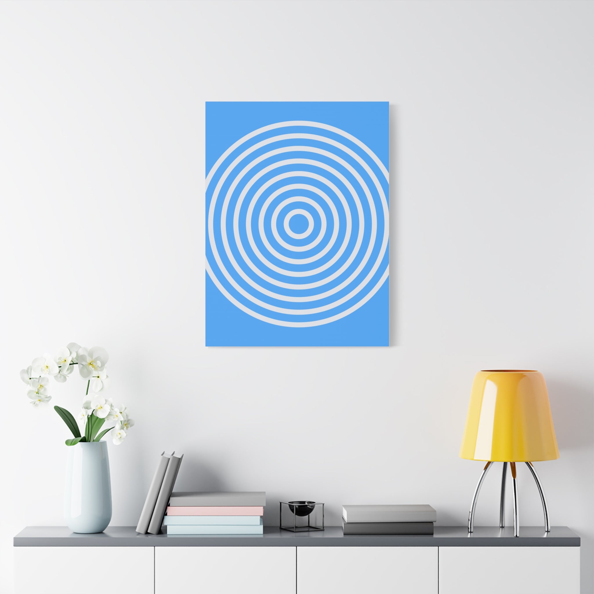 Blue Ripple Concentric Circles Canvas Art