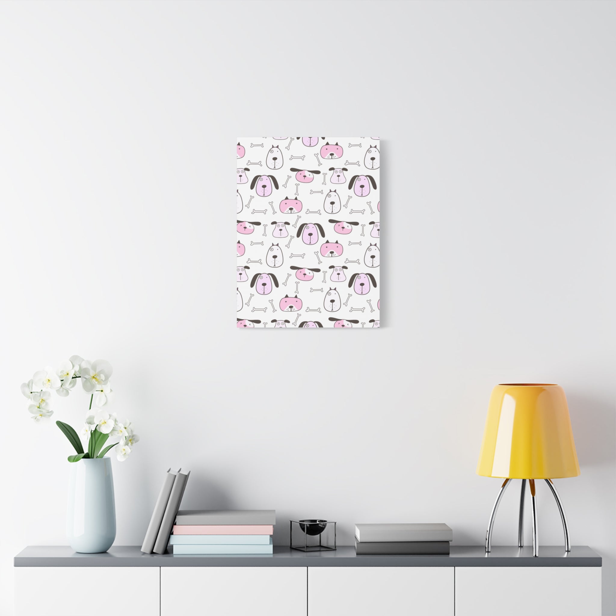 Cute Puppy & Bones Canvas Art Print