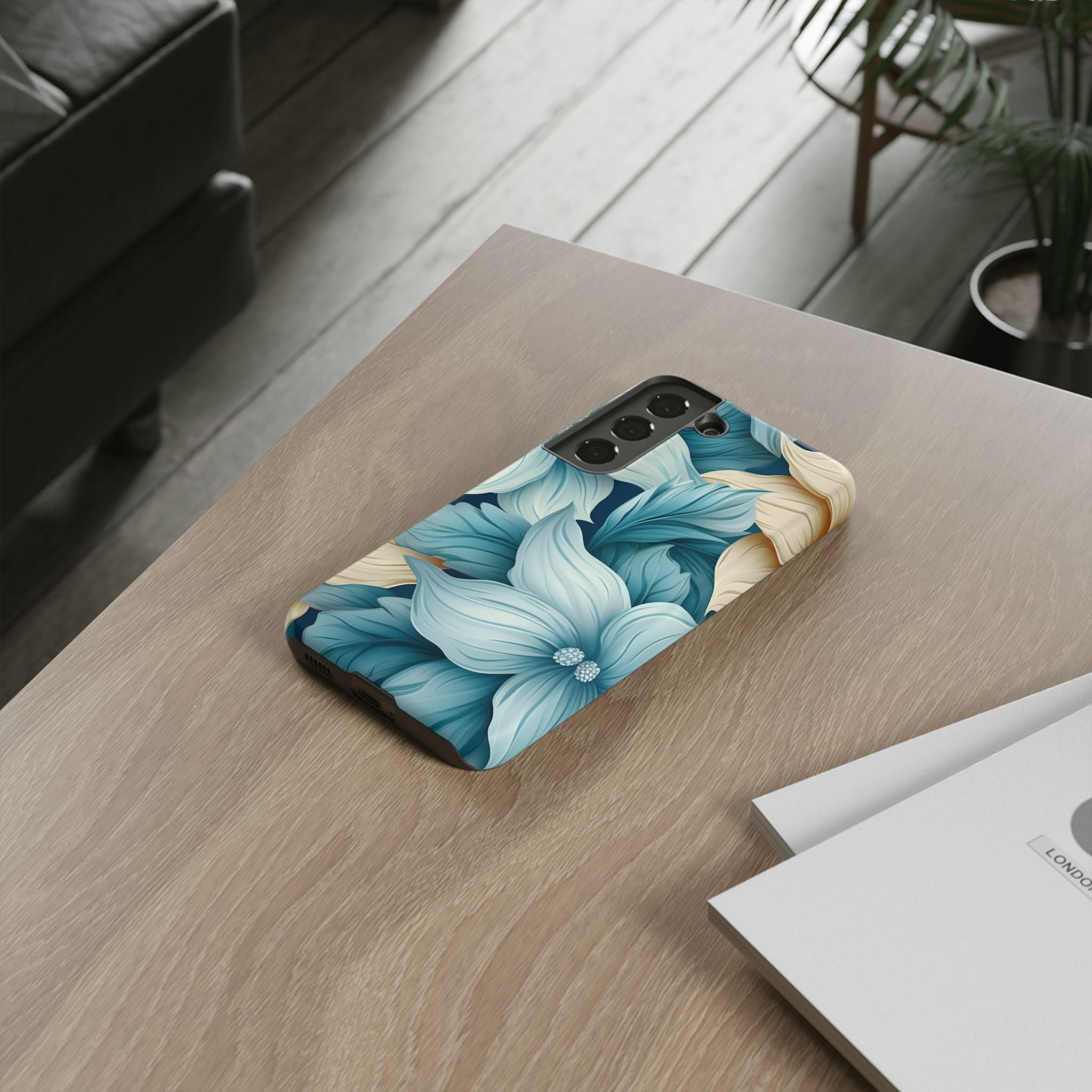 Teal Floral Samsung Phone Case