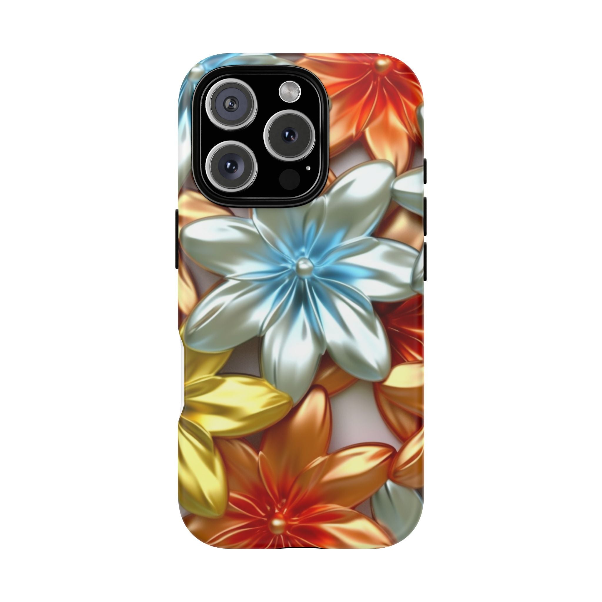 Metallic Flower Hexagon iPhone Case - Rugged