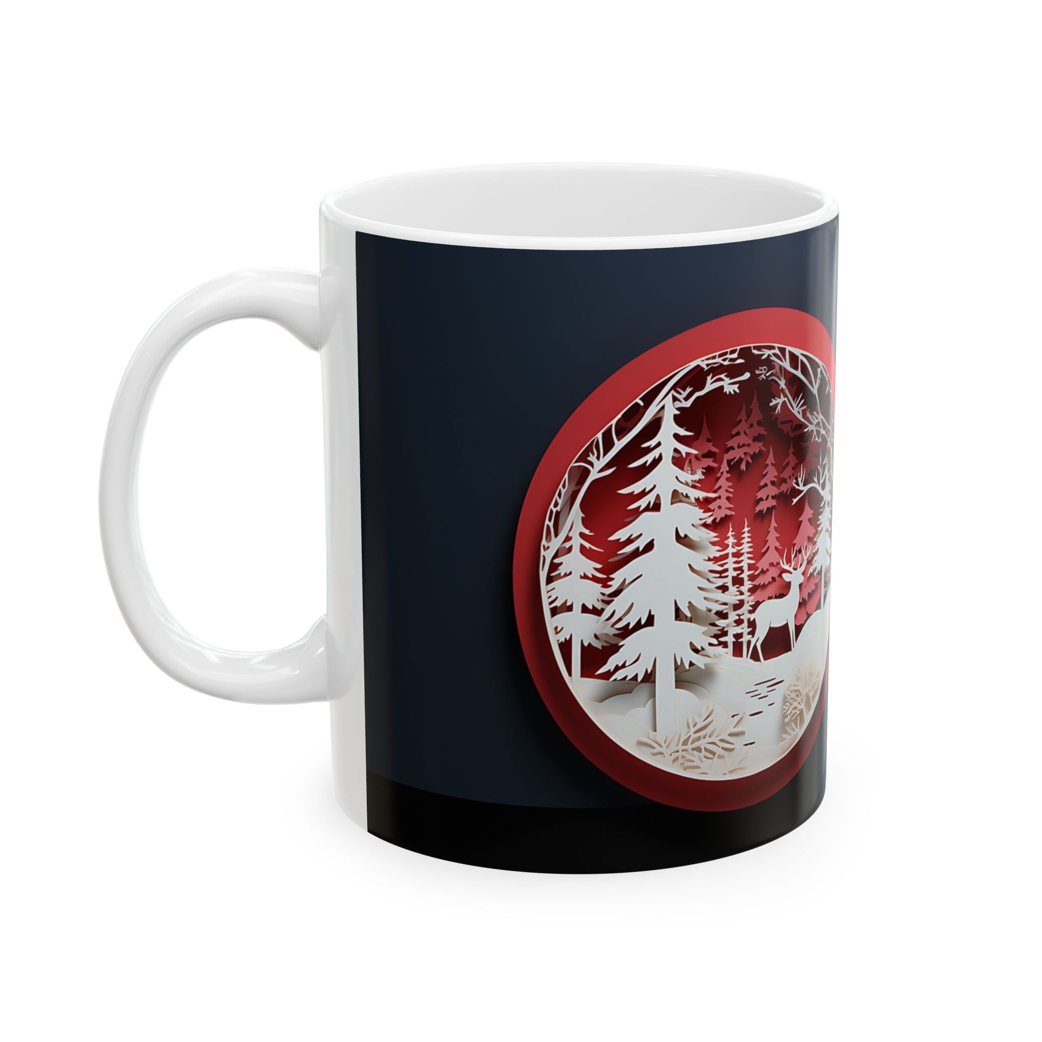 Winter Deer Forest Papercut Mugs