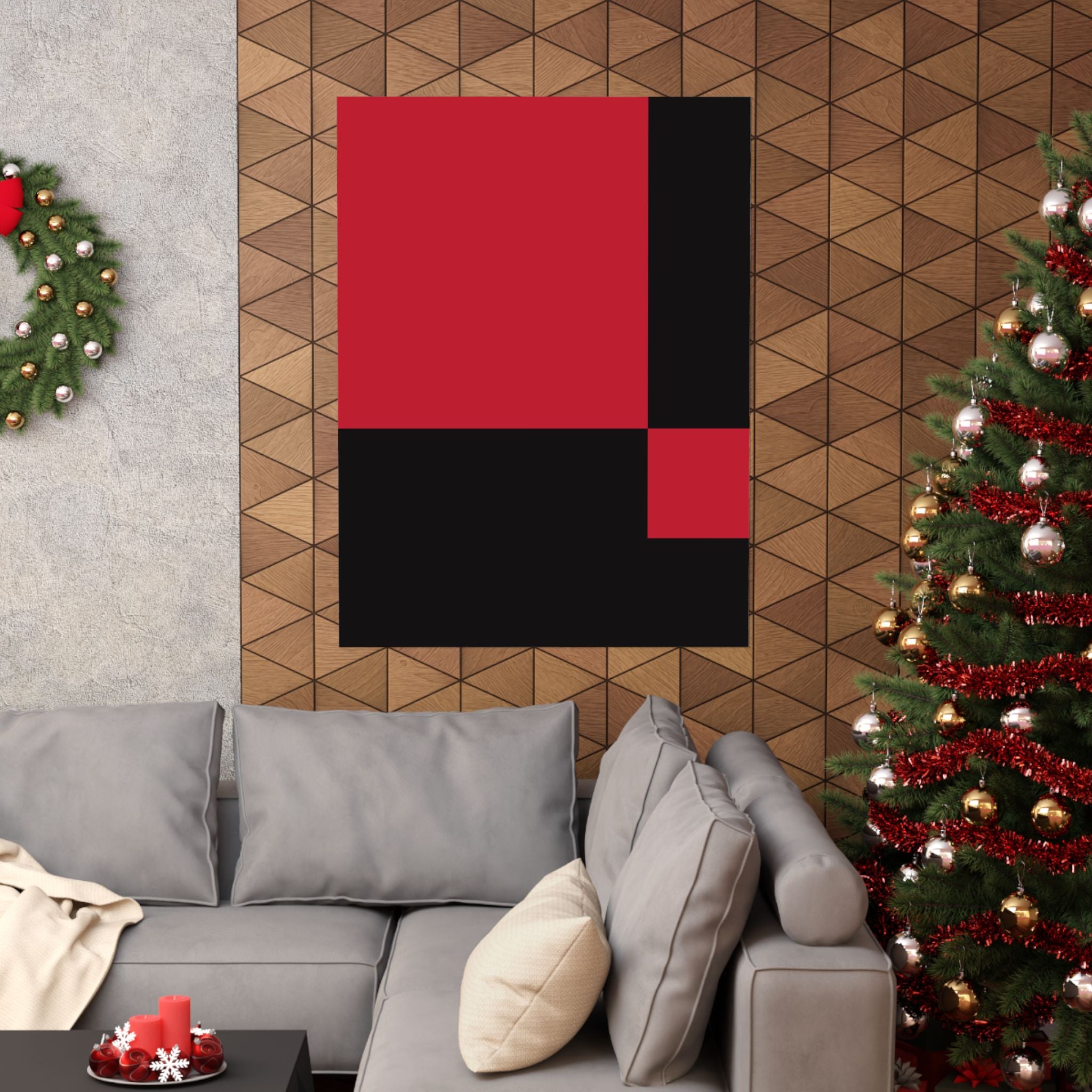 Abstract Red & Black Geometric Poster