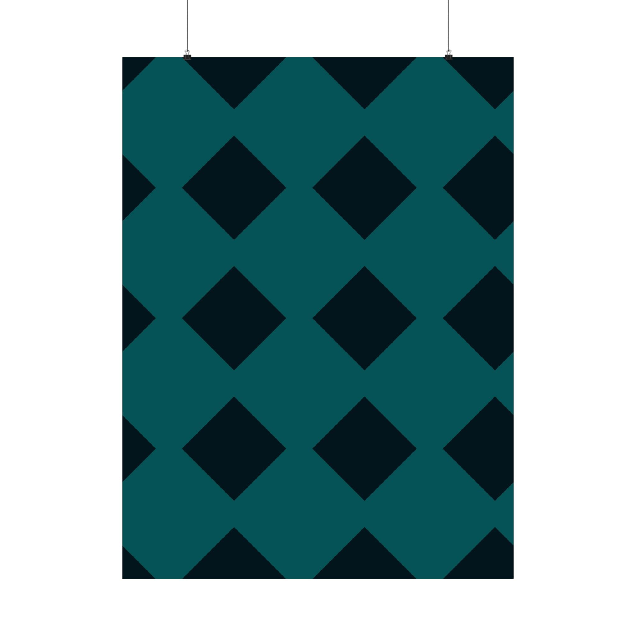 Teal Geometric Diamond Pattern Poster