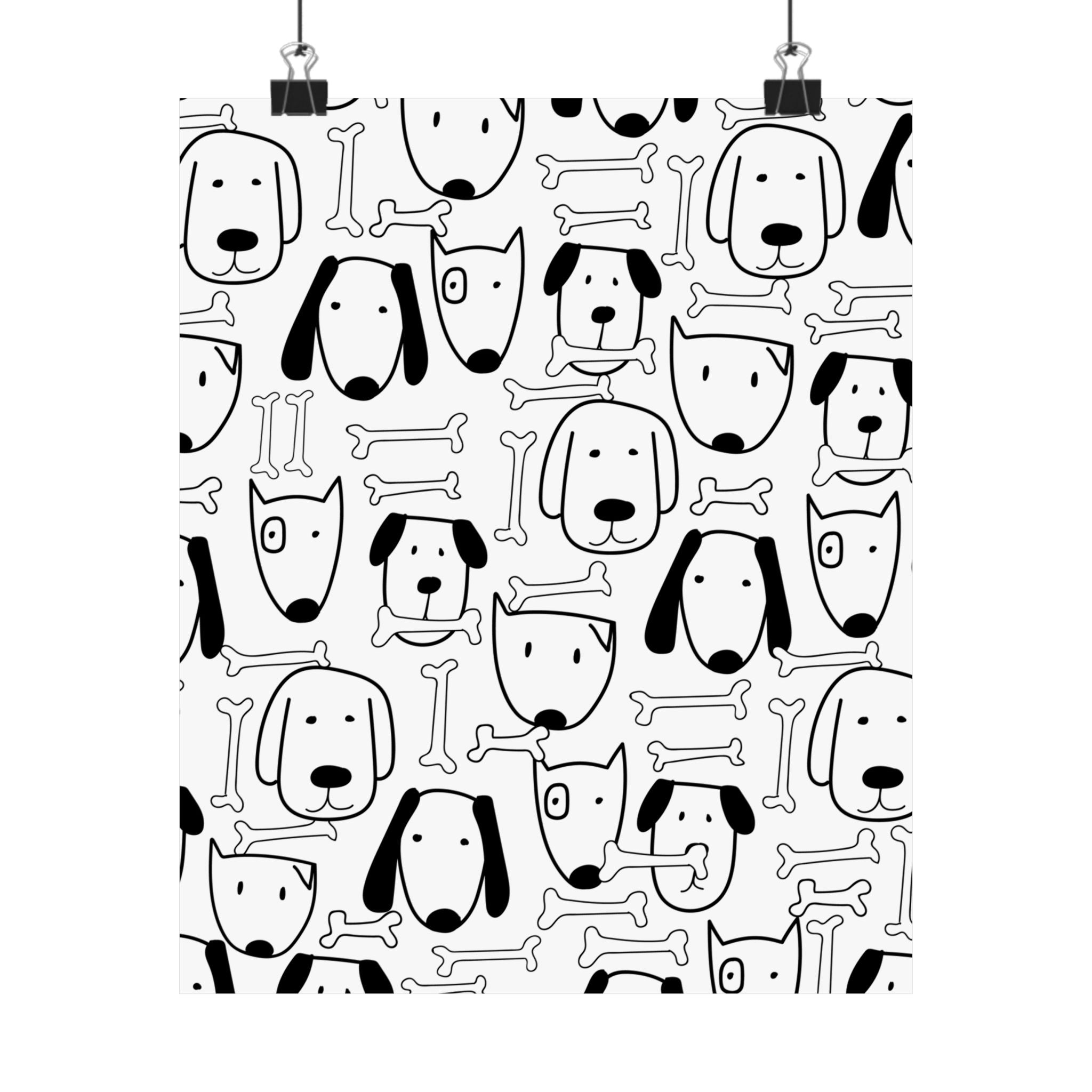 Cute Dogs & Bones Kids Poster