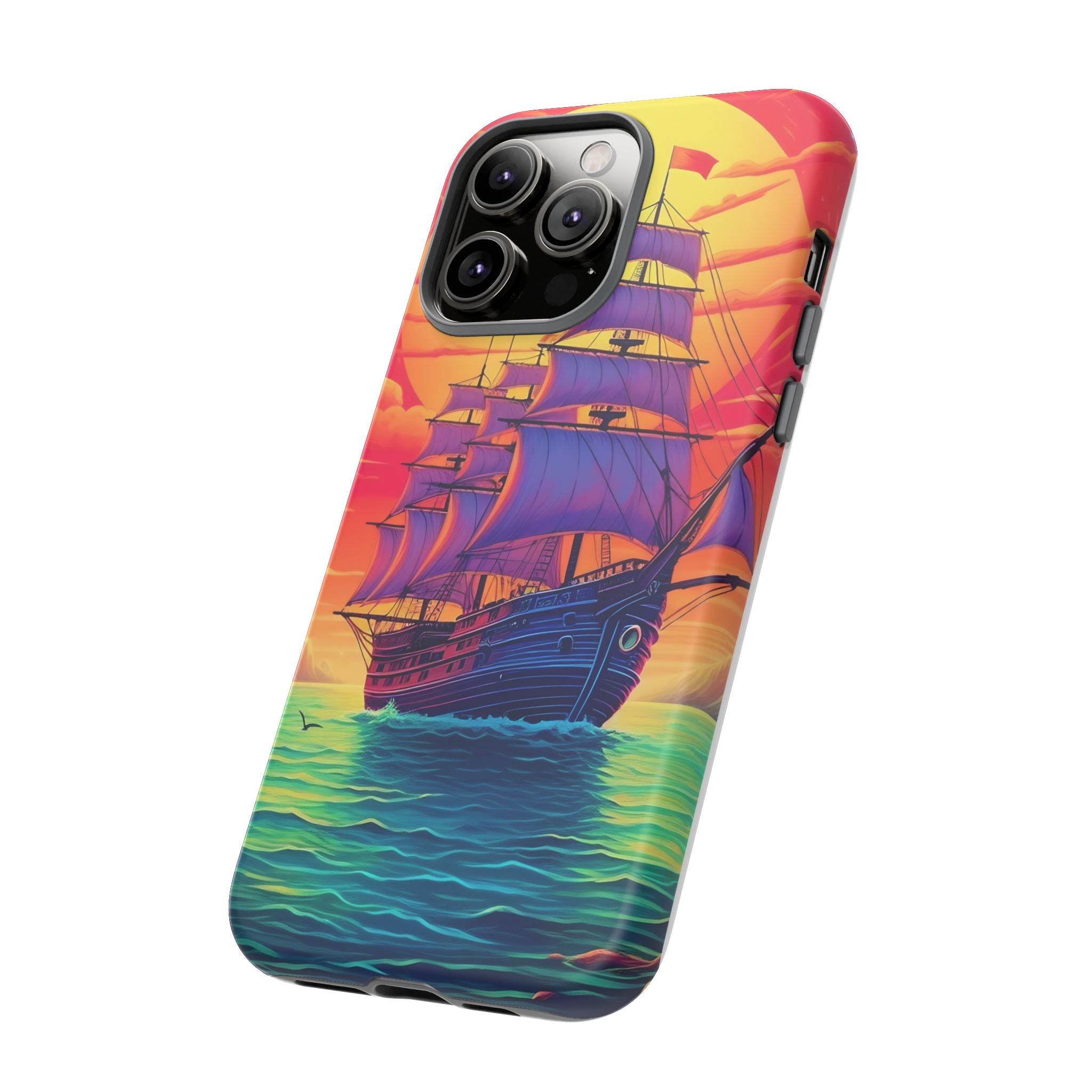 Sunset Galleon Hexagon Stone iPhone Case