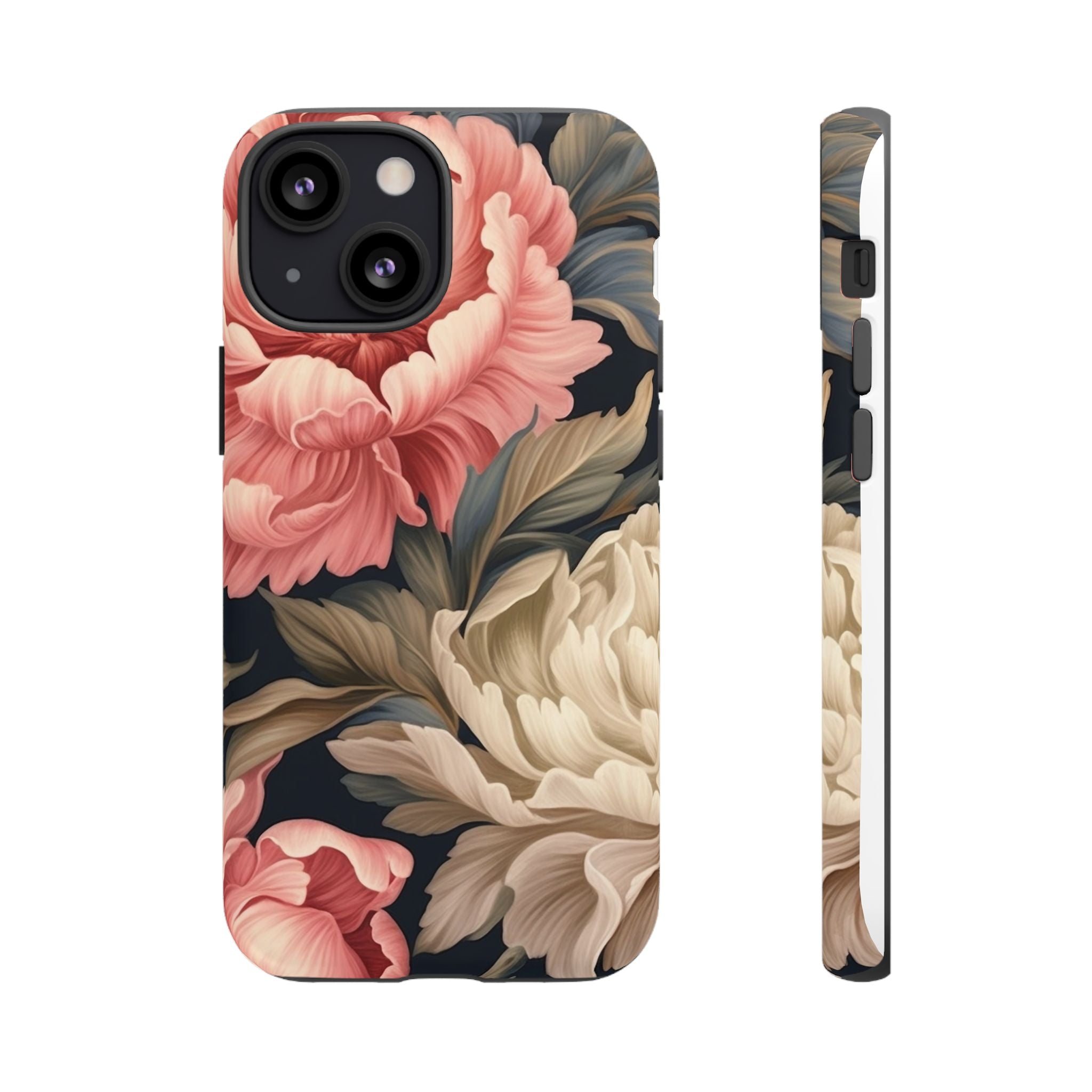 Blush Peony Floral iPhone Case - Hexagon Stone