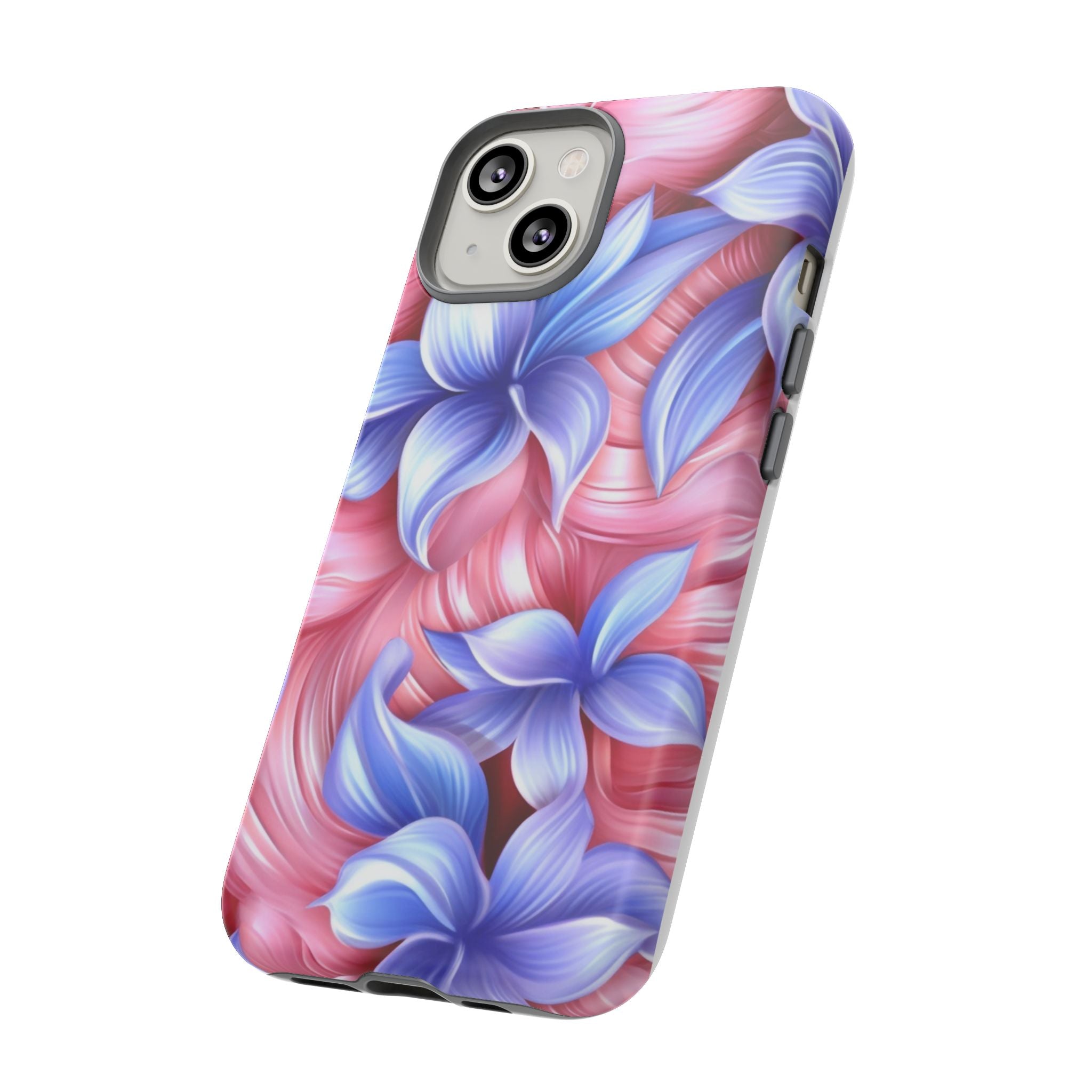 Dreamy Pink & Blue Floral iPhone Case - Hexagon Stone