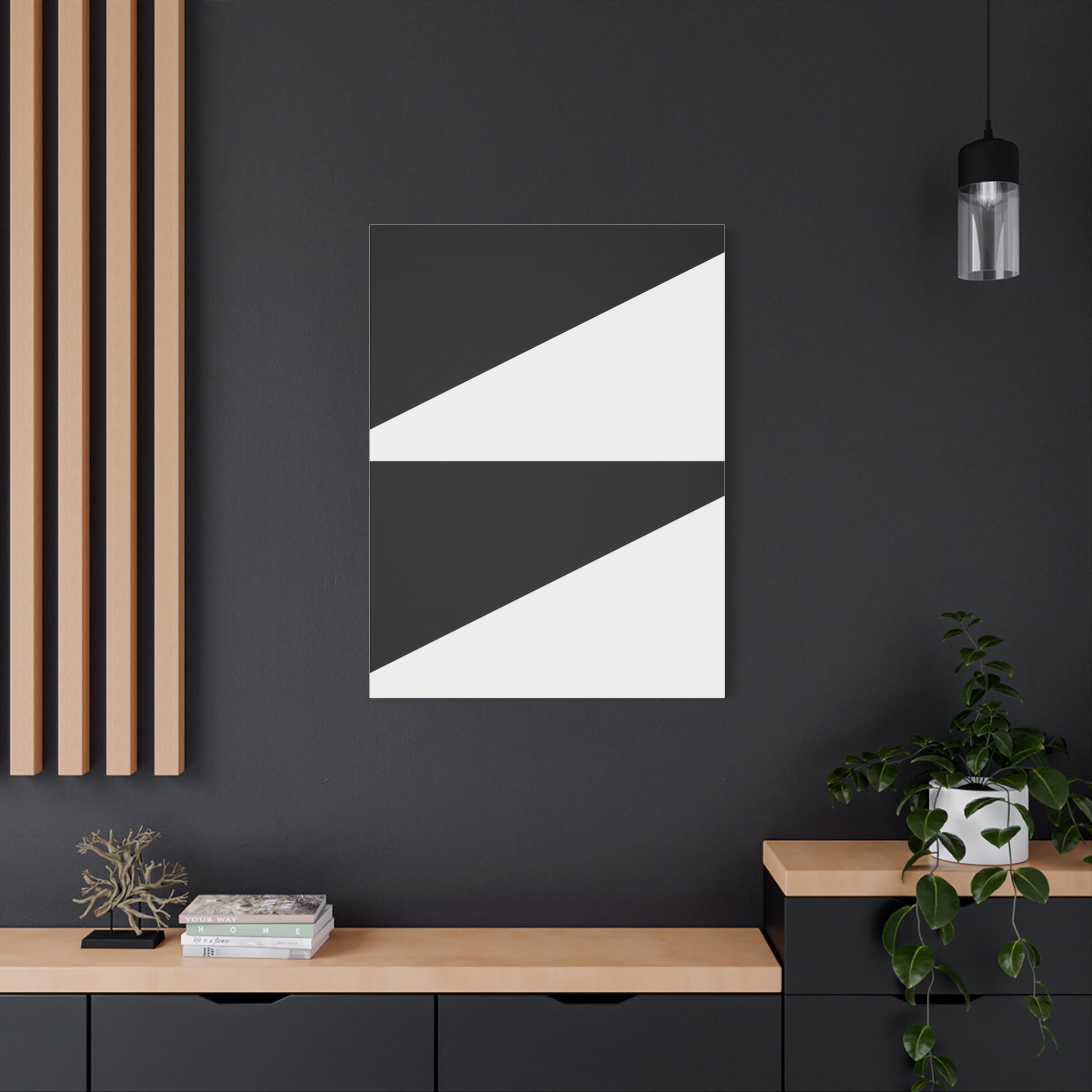 Geometric Black Triangles Canvas Art