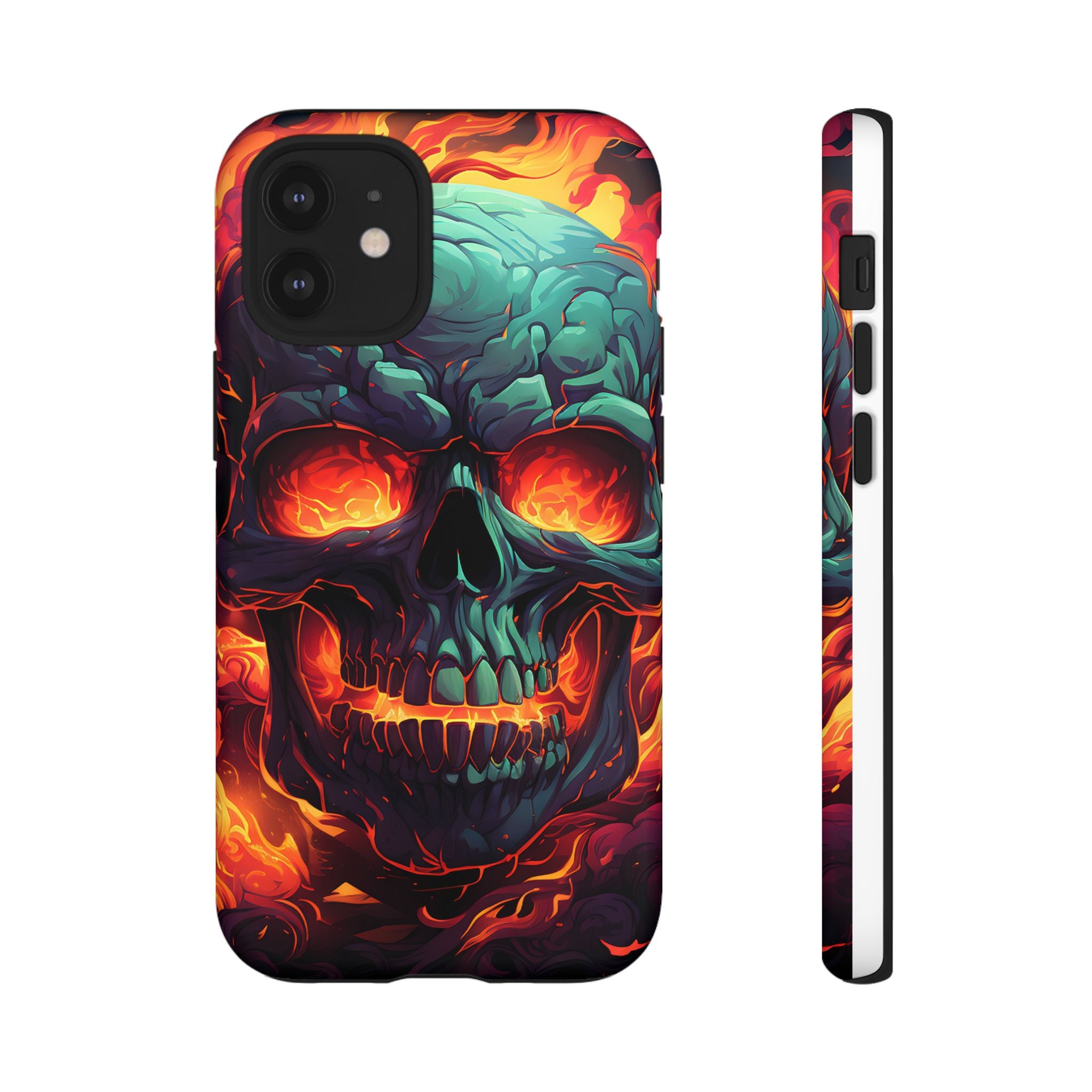 Fiery Skull Hexagon iPhone Case - Rugged