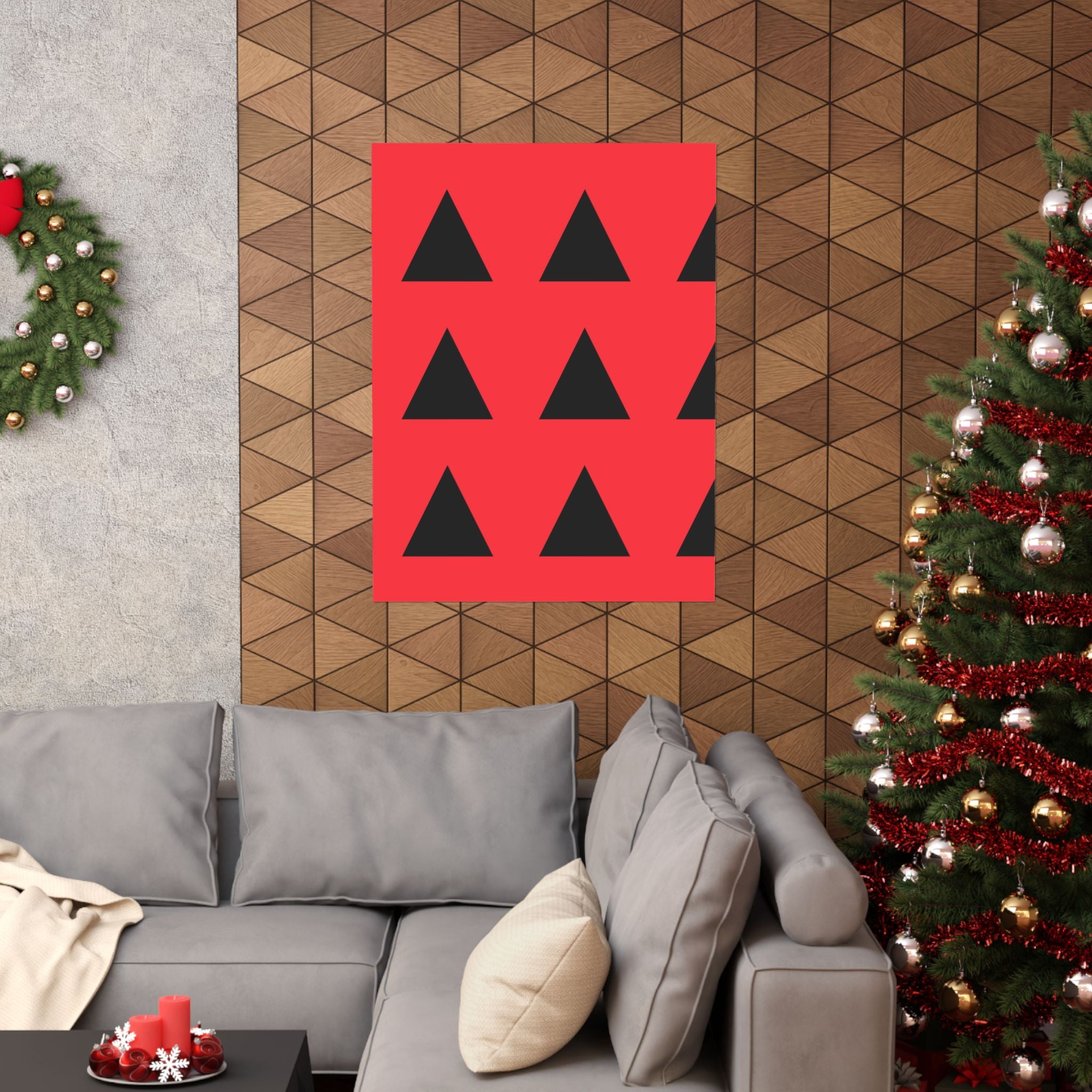 Red & Black Geometric Triangle Poster