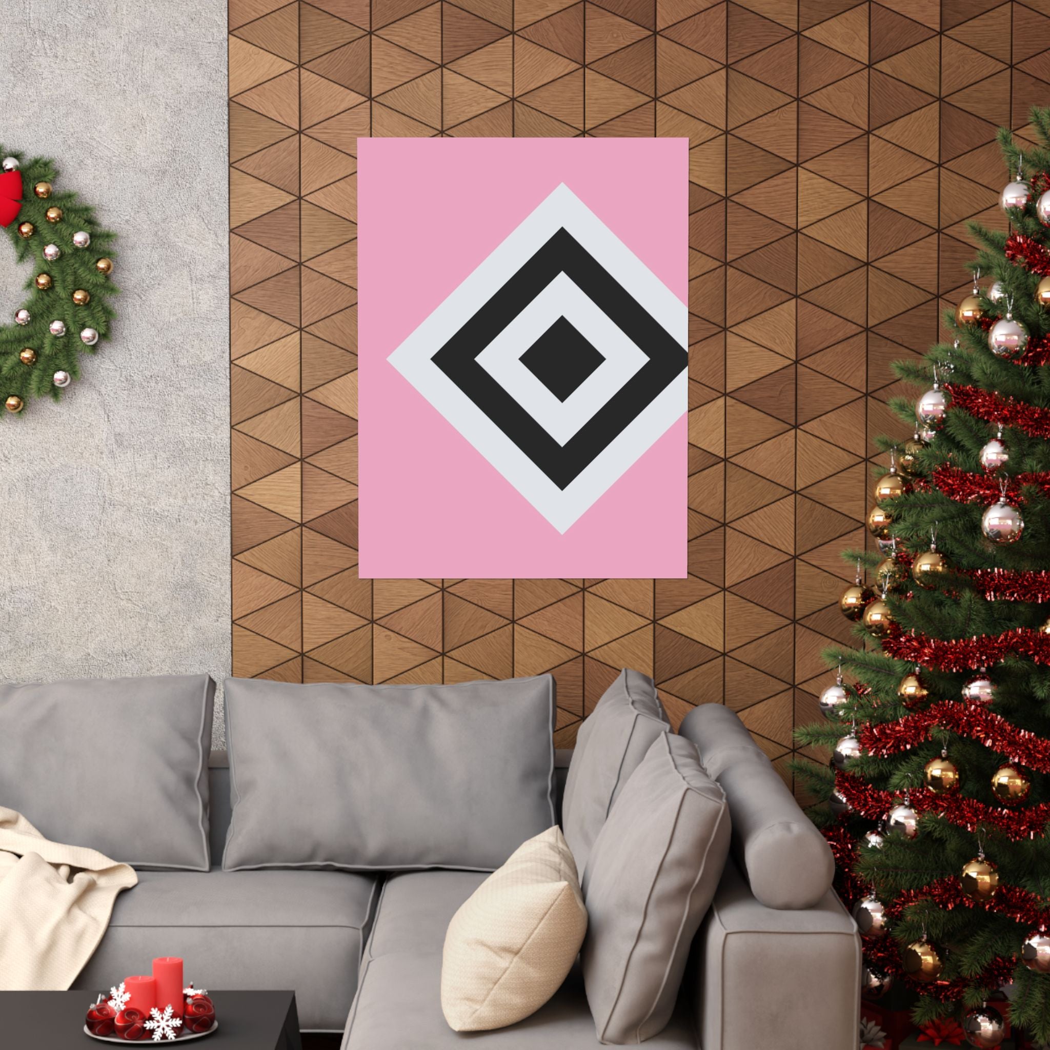 Geometric Diamond Pink Abstract Art Poster