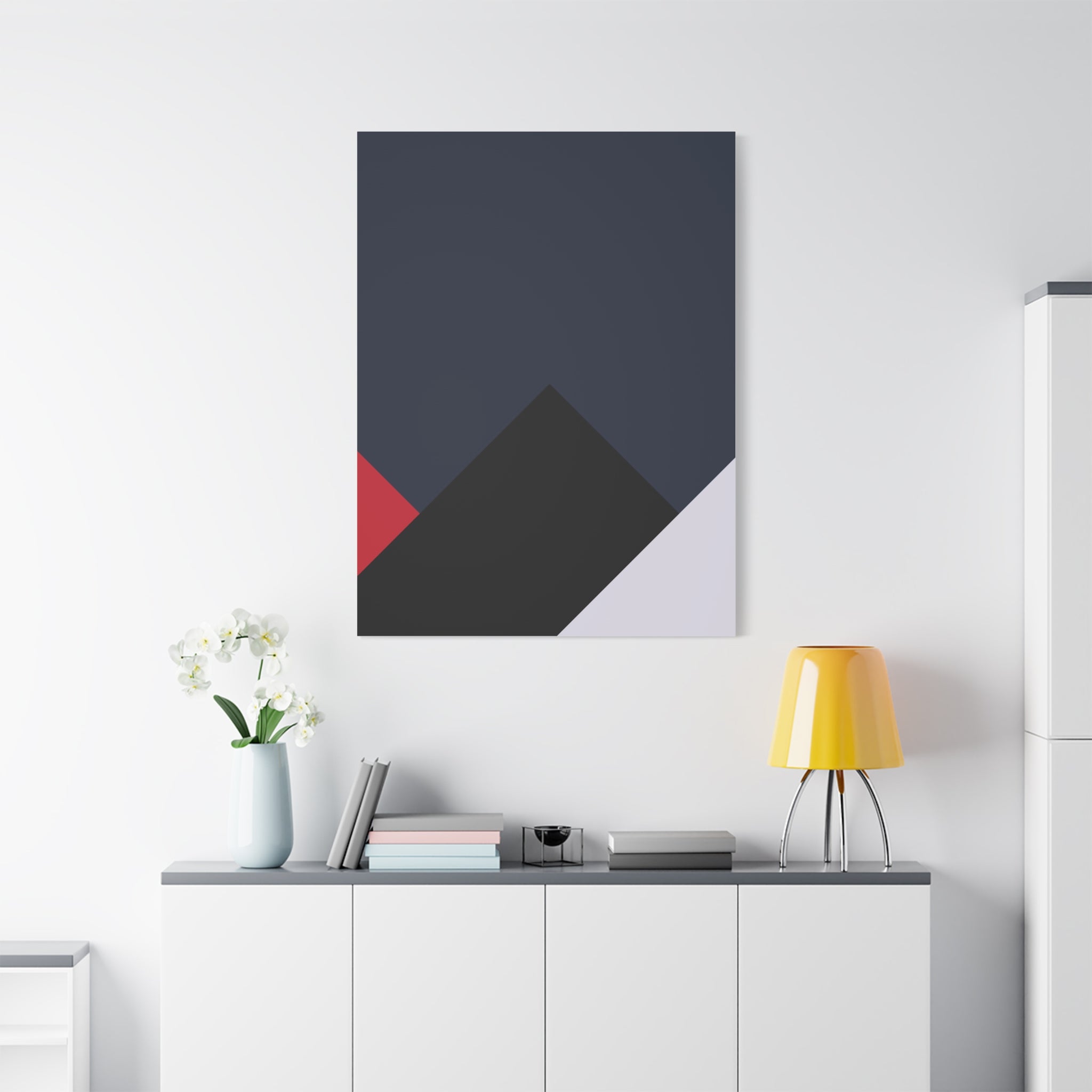 Abstract Geometric Canvas Art - Navy, Red, White