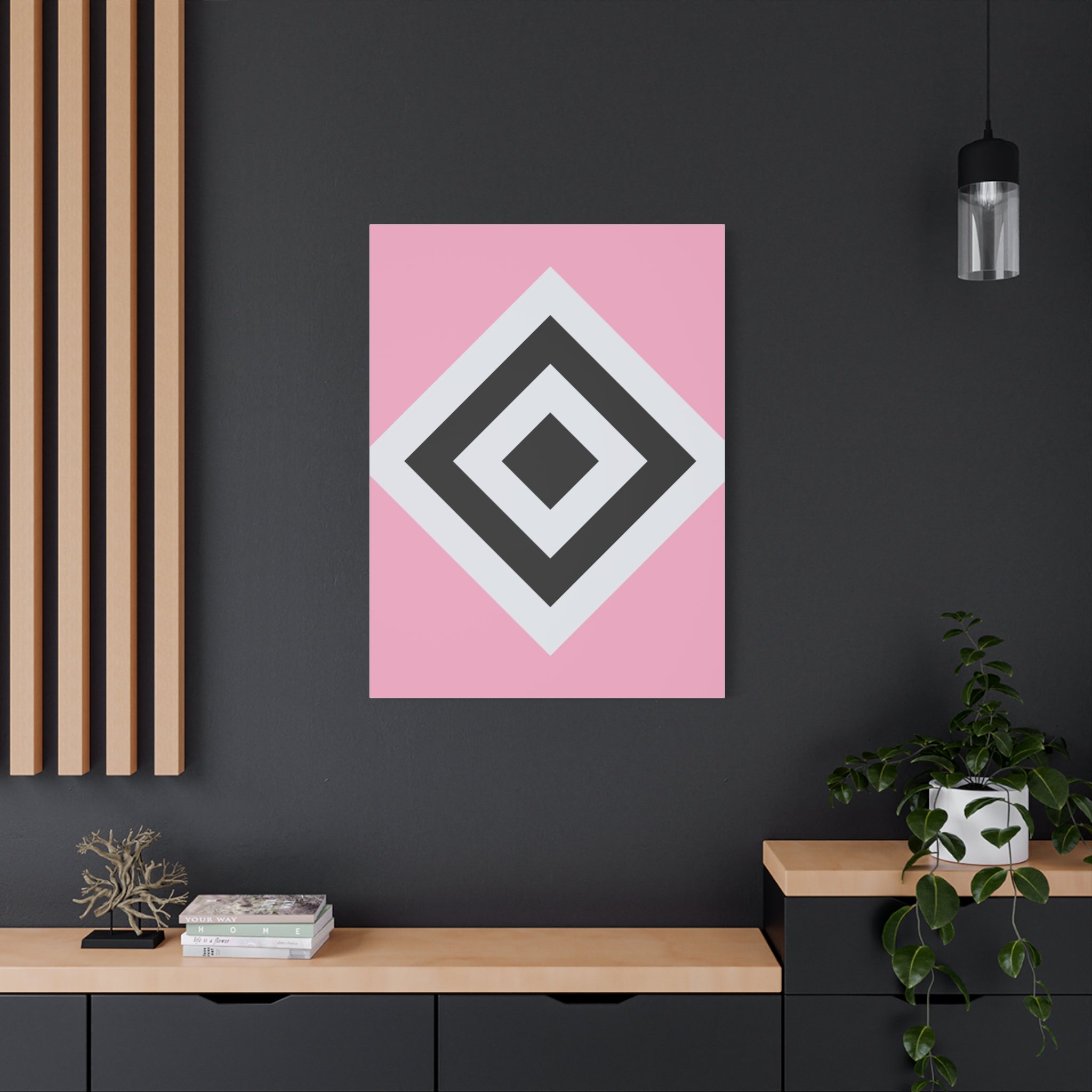 Geometric Diamond Art - Pink Matte Canvas