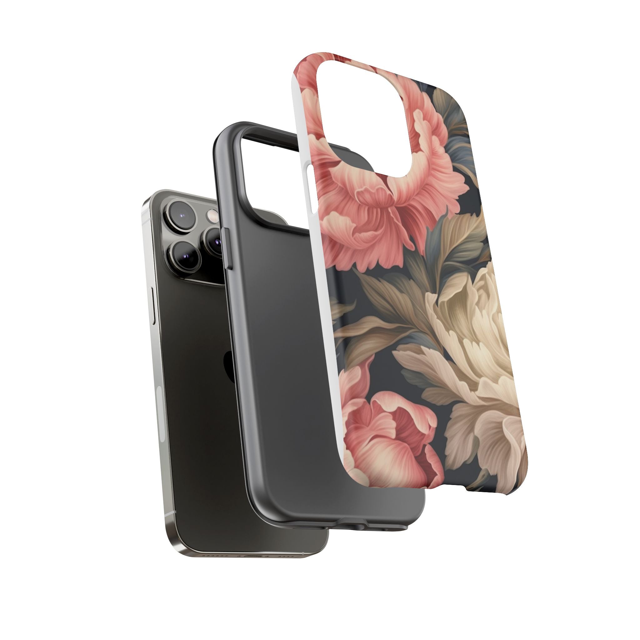 Blush Peony Floral iPhone Case - Hexagon Stone