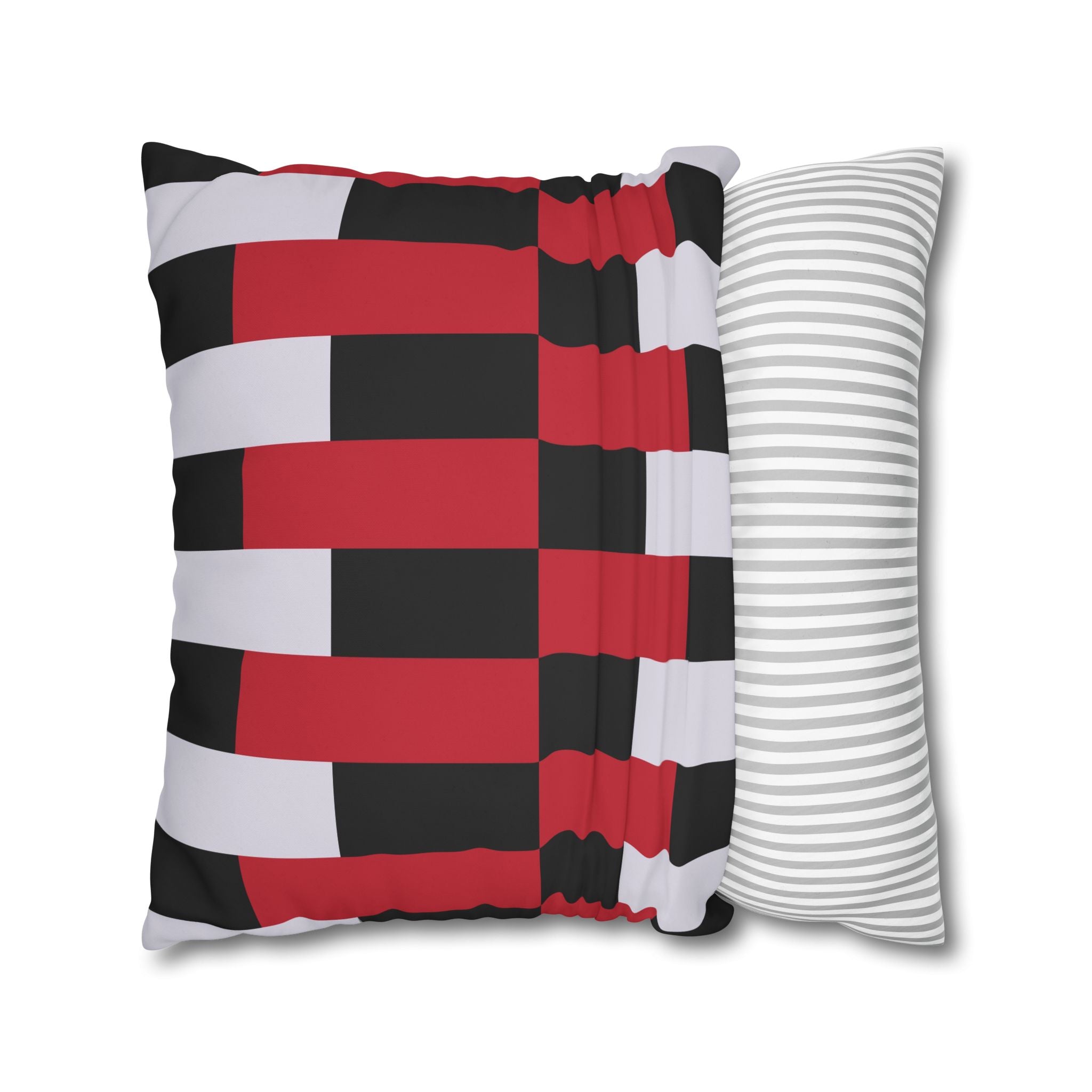 Geometric Stripe Pillowcase - Crimson & Gray