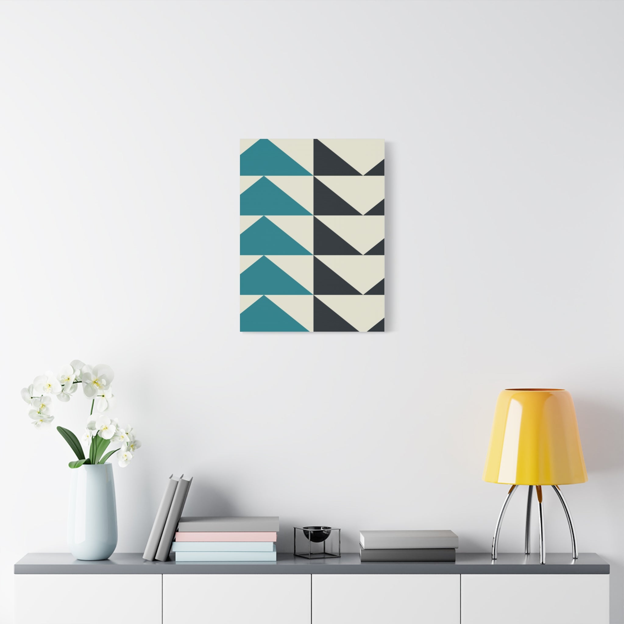 Geometric Triangle Canvas Art - Teal & Black