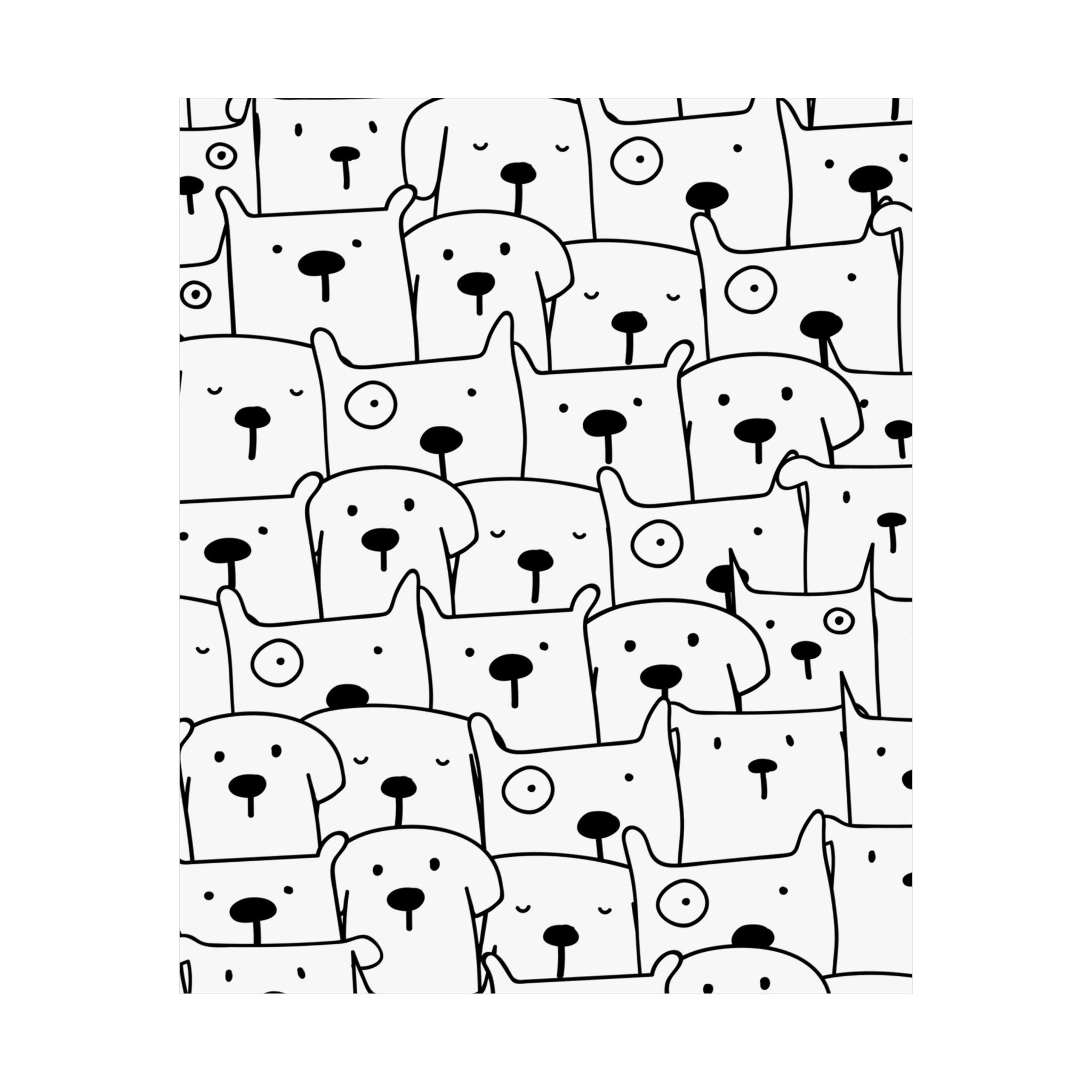 Cute Puppy Faces: Whimsical Dog Poster