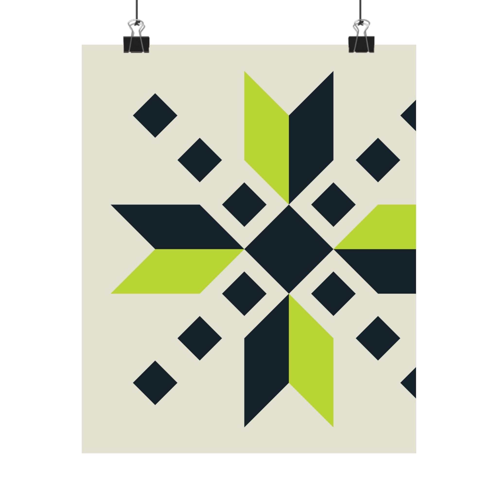 Geometric Green Starburst Poster