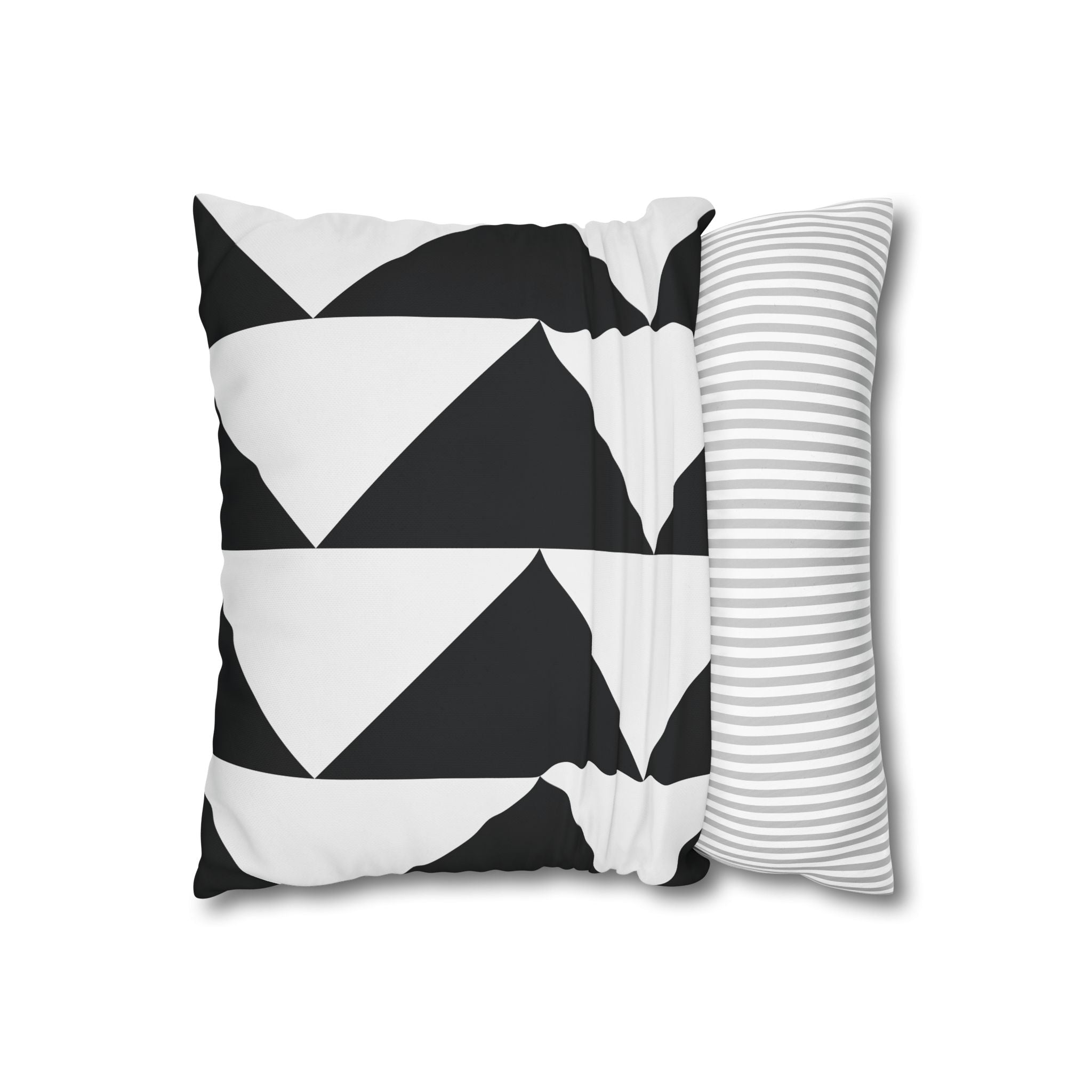 Geometric Triangle Pillowcase - Black & White