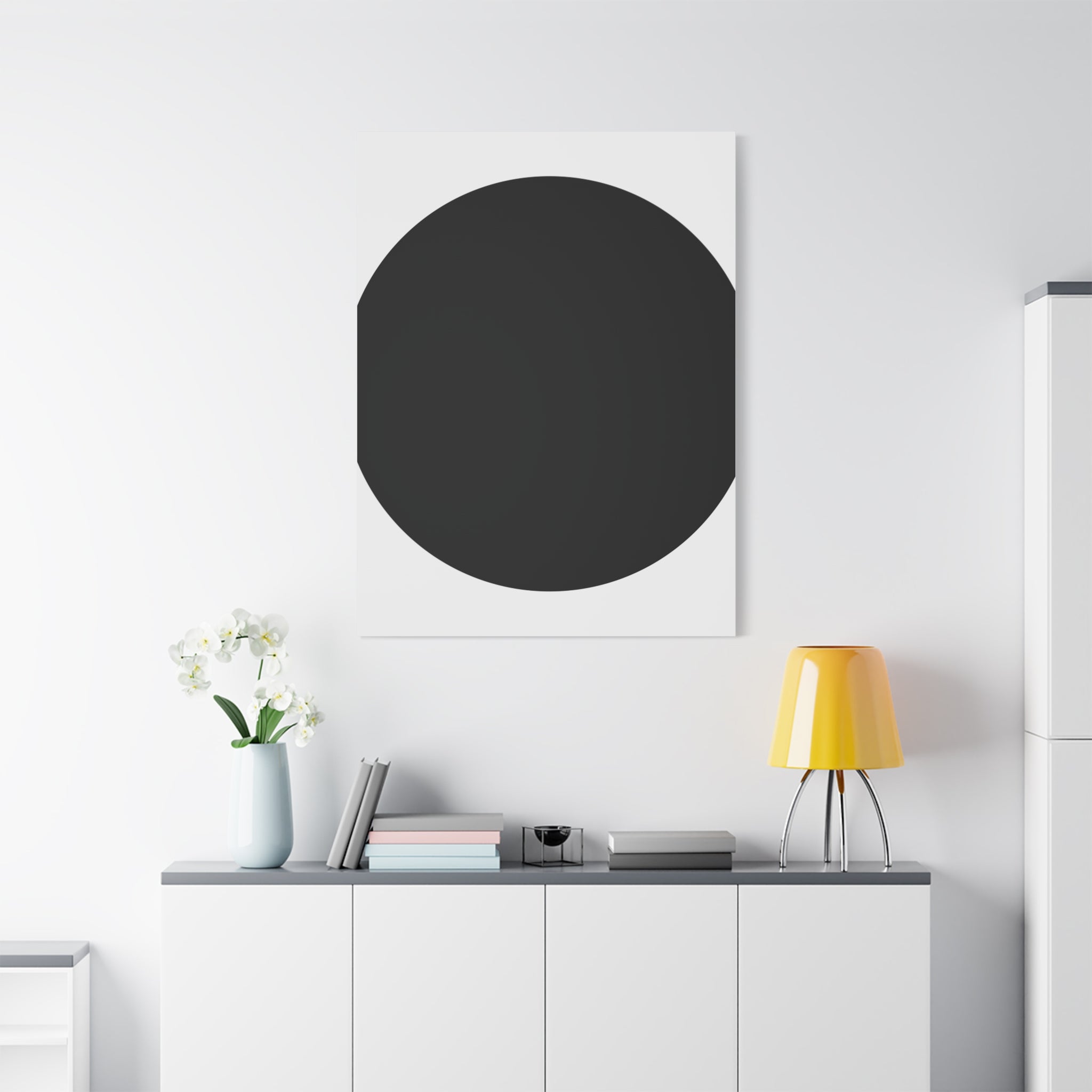 Minimalist Black Circle Canvas Art