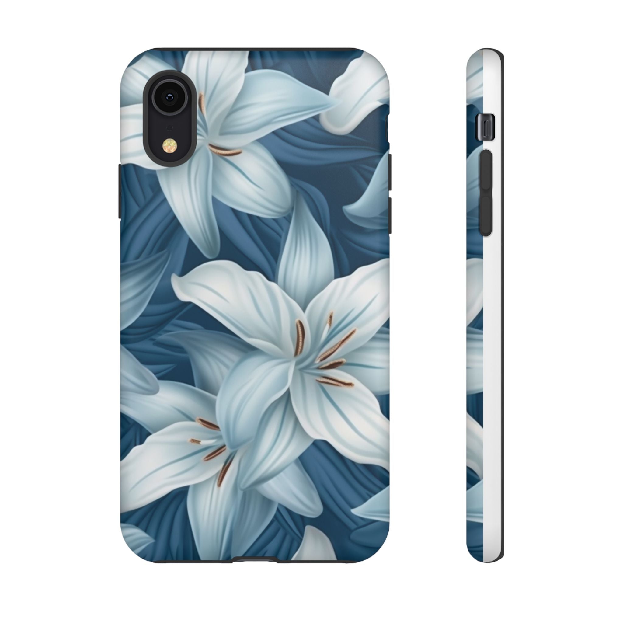 Pastel Blue Lily iPhone Case - Hexagon Stone