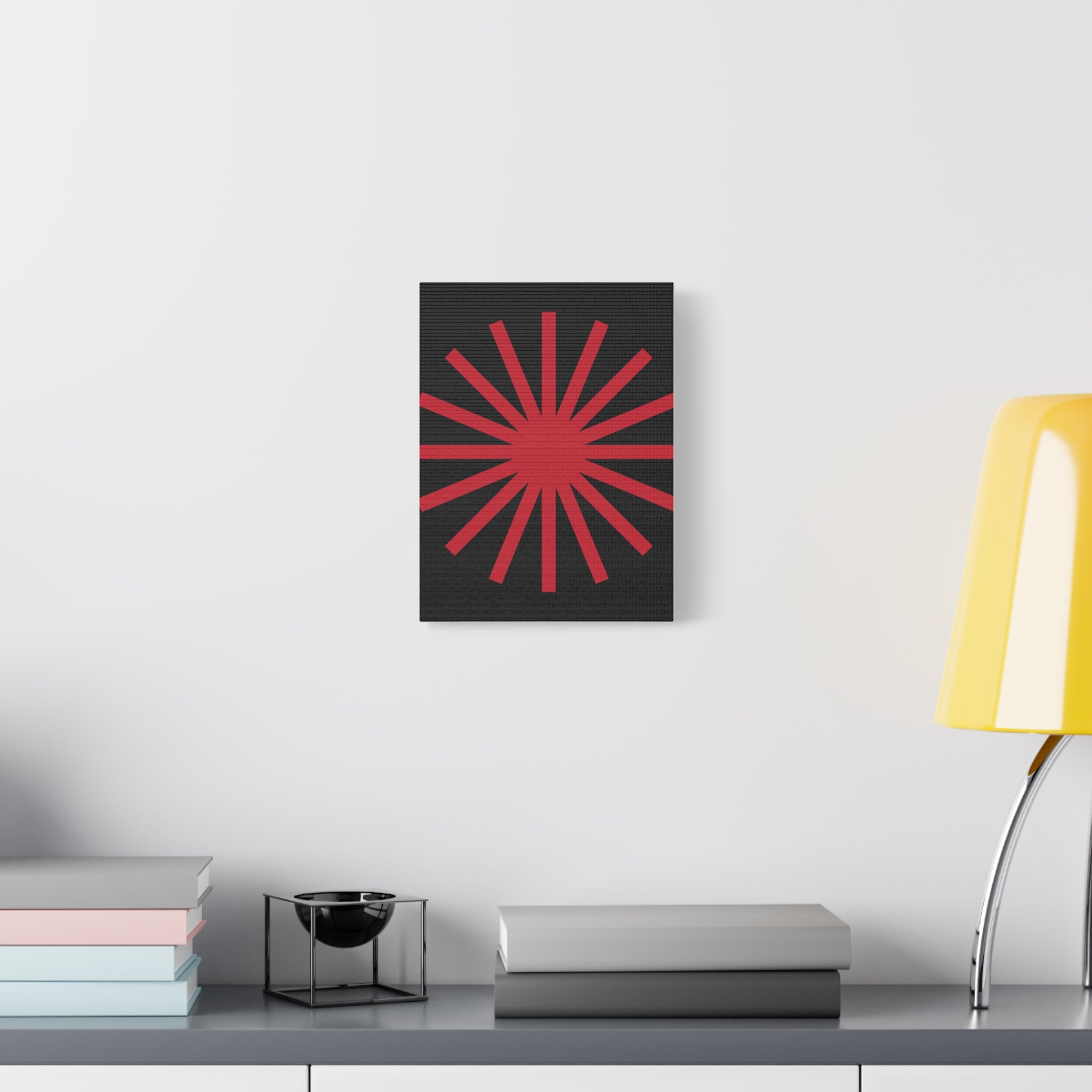 Crimson Sunburst Matte Canvas Art